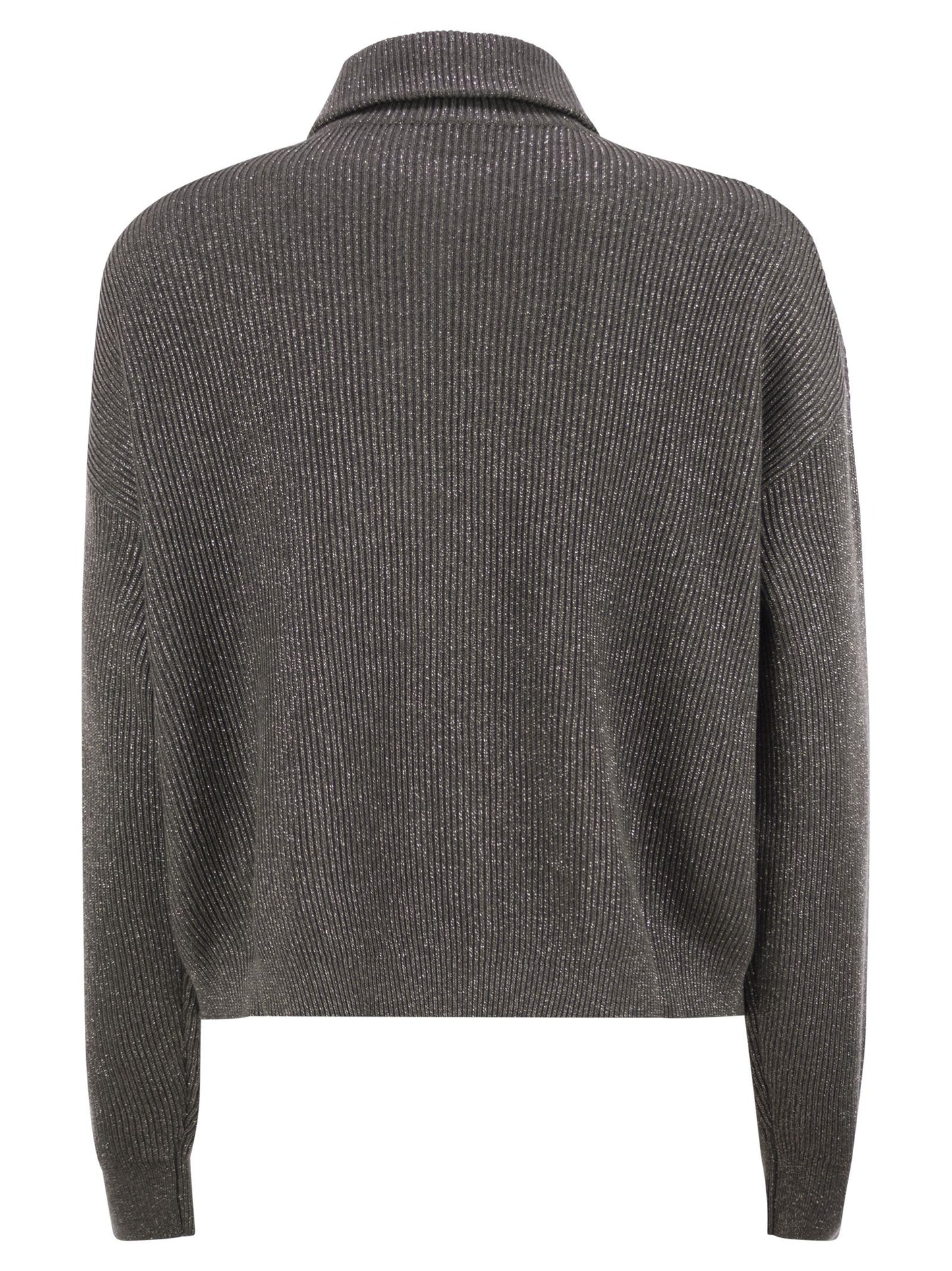 Brunello Cucinelli Women Cotton And Viscose Rib Knit High Collar BRUNELLO CUCINELLI