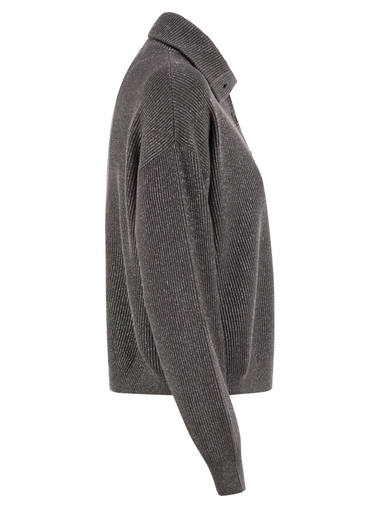 Brunello Cucinelli Women Cotton And Viscose Rib Knit High Collar BRUNELLO CUCINELLI