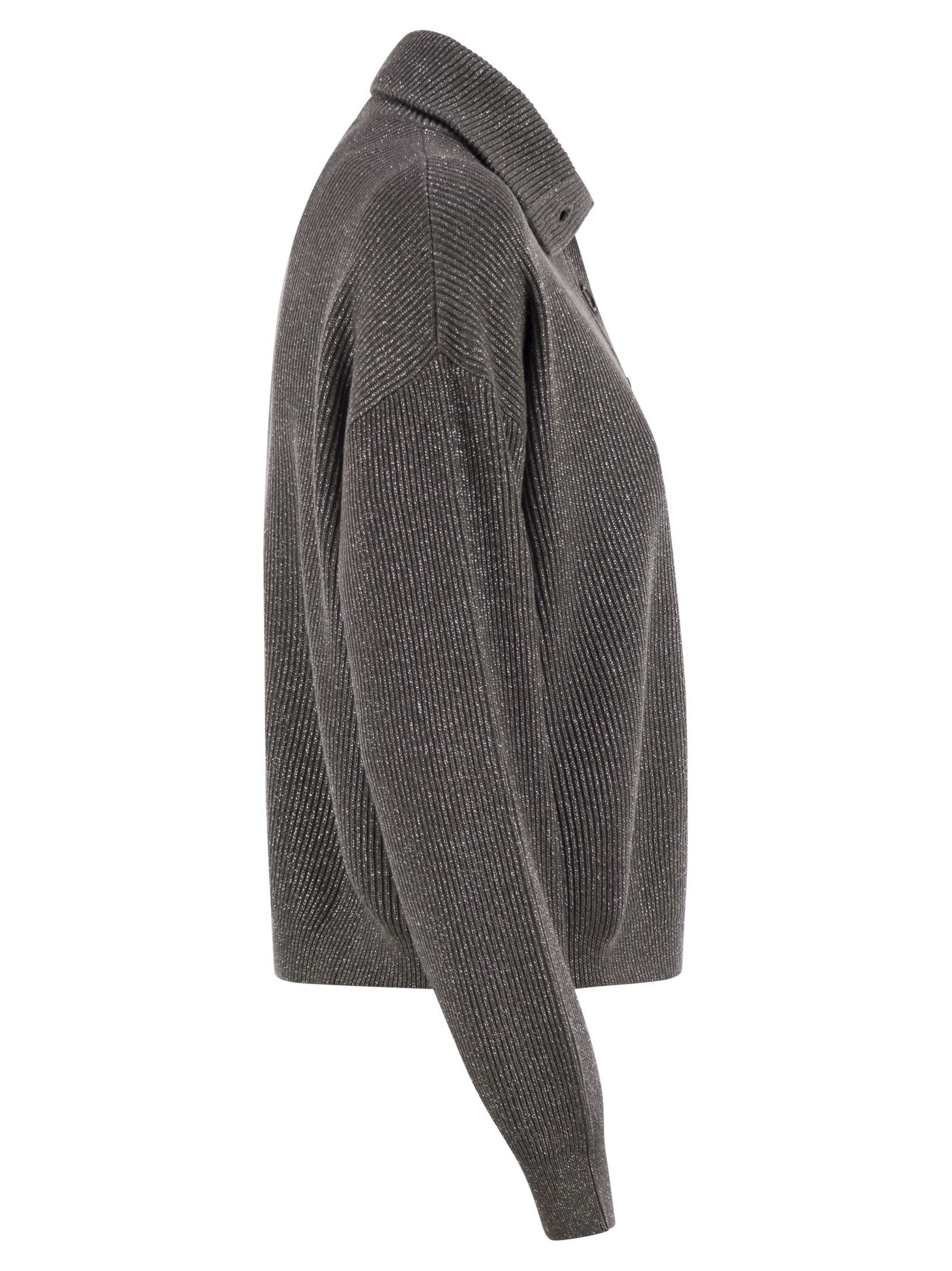 Brunello Cucinelli Women Cotton And Viscose Rib Knit High Collar BRUNELLO CUCINELLI