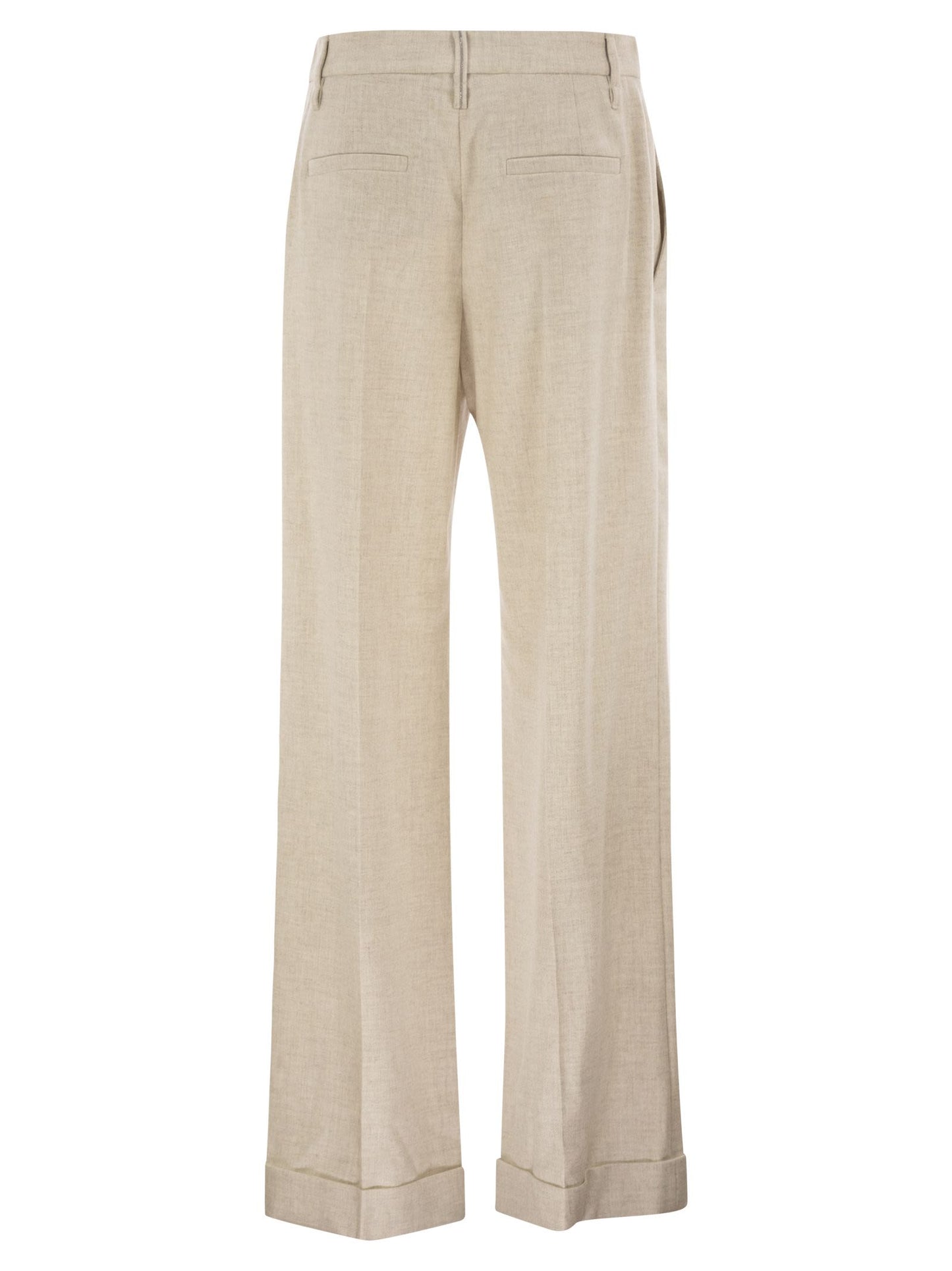 Brunello Cucinelli Women Virgin Wool And Cashmere Tailored Trousers With Turn-Up Hem BRUNELLO CUCINELLI