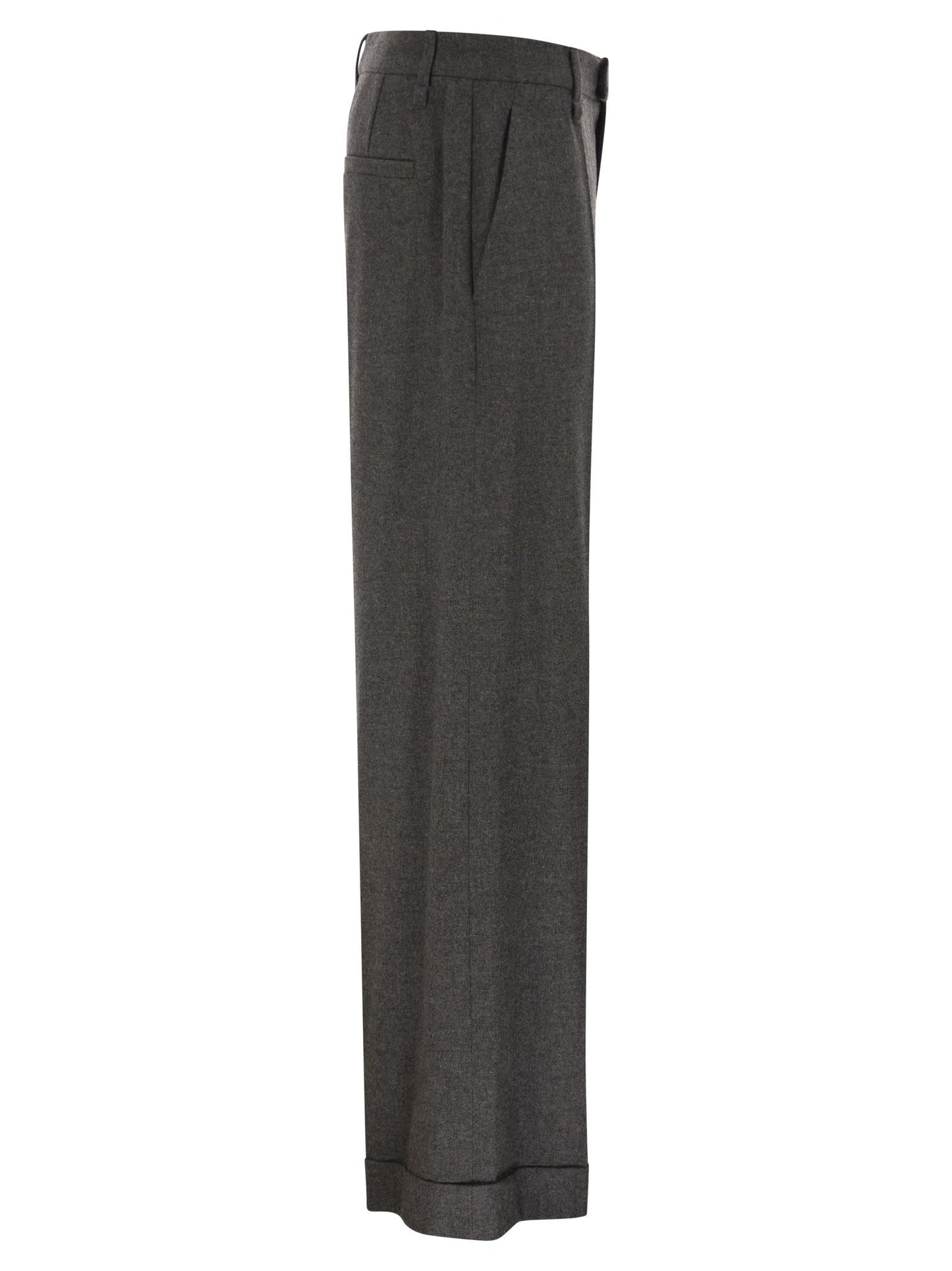 Brunello Cucinelli Women Virgin Wool And Cashmere Tailored Trousers With Turn-Up Hem BRUNELLO CUCINELLI