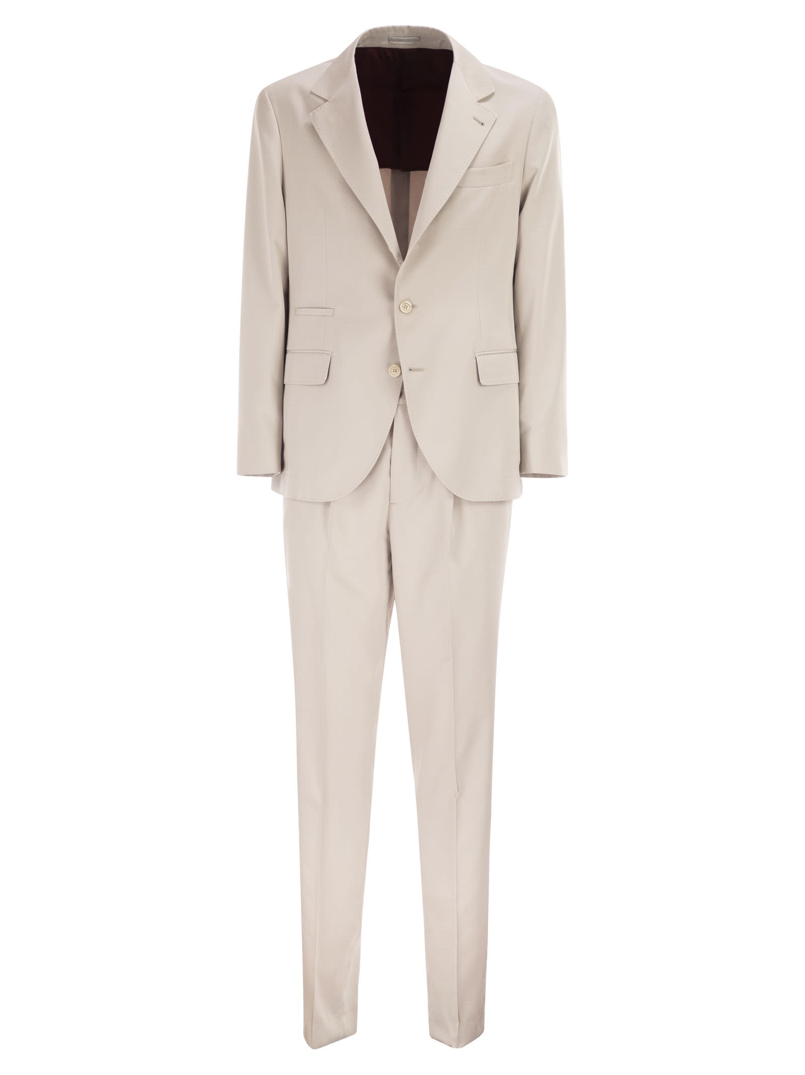 Brunello Cucinelli Men Silk Suit With Three-Button Blazer BRUNELLO CUCINELLI
