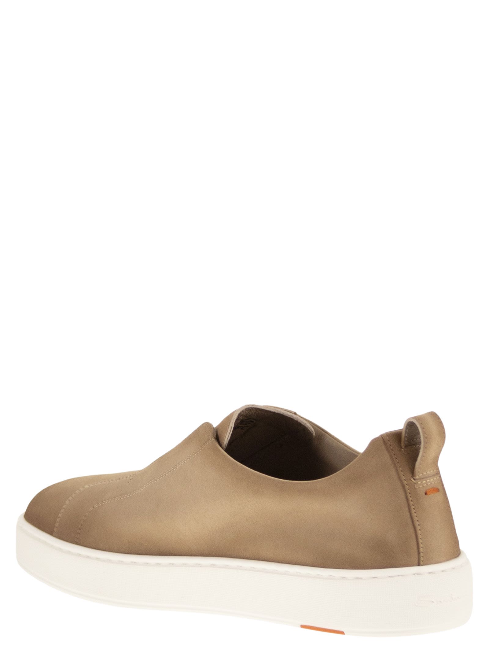 Santoni Men Suede Leather Slip-On Trainers With Rubber Sole SANTONI