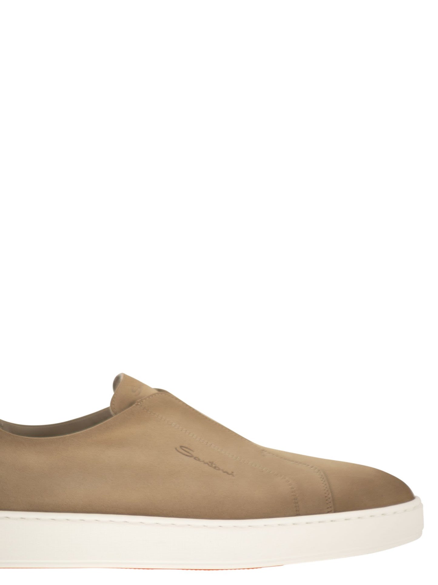 Santoni Men Suede Leather Slip-On Trainers With Rubber Sole SANTONI