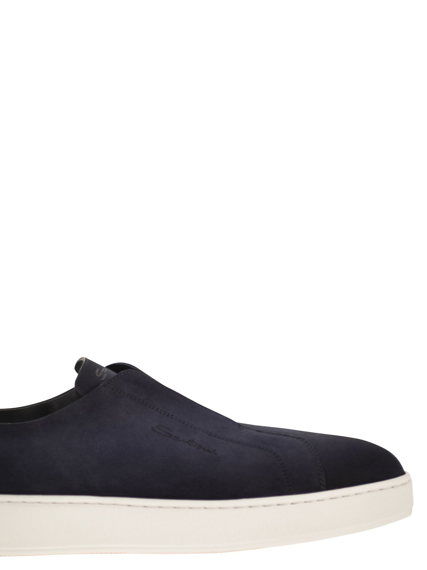Santoni Men Suede Leather Slip-On Trainers With Rubber Sole SANTONI