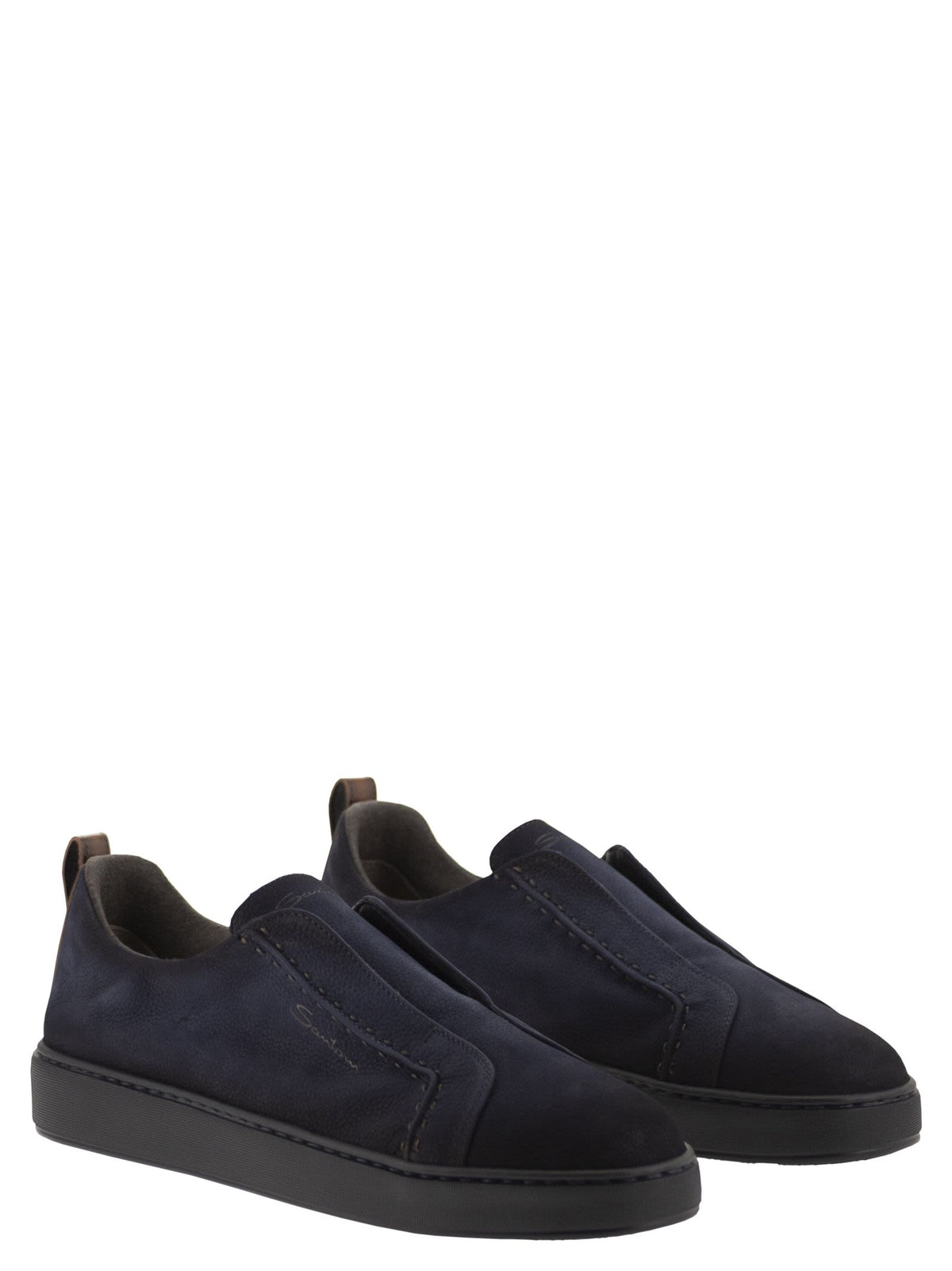 Santoni Men Soft Leather Slip-On Trainers SANTONI