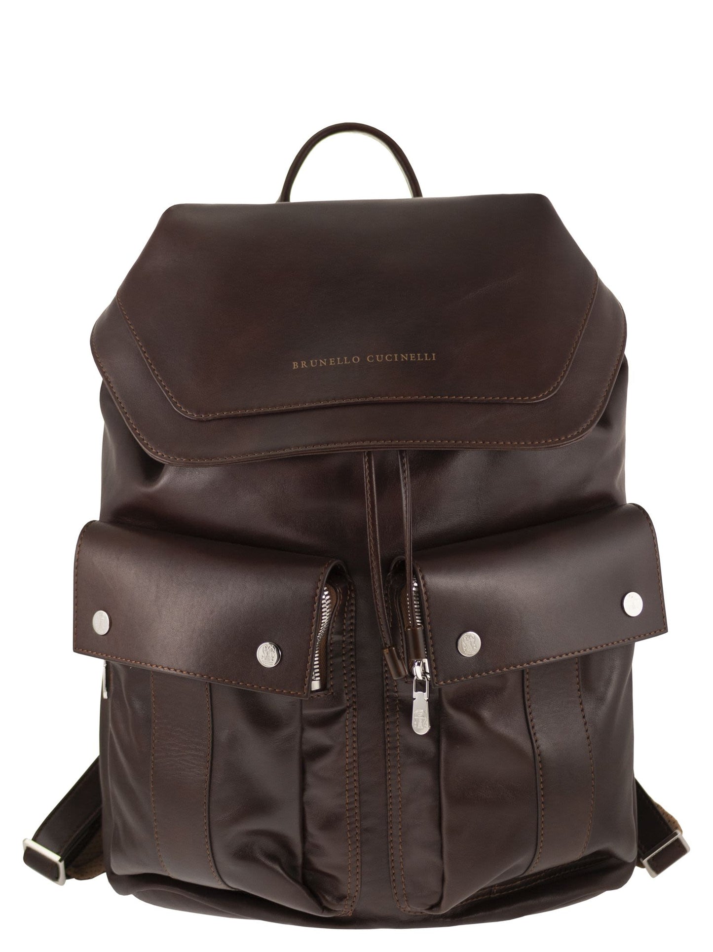 Brunello Cucinelli Men Leather Backpack With Utility Pockets BRUNELLO CUCINELLI
