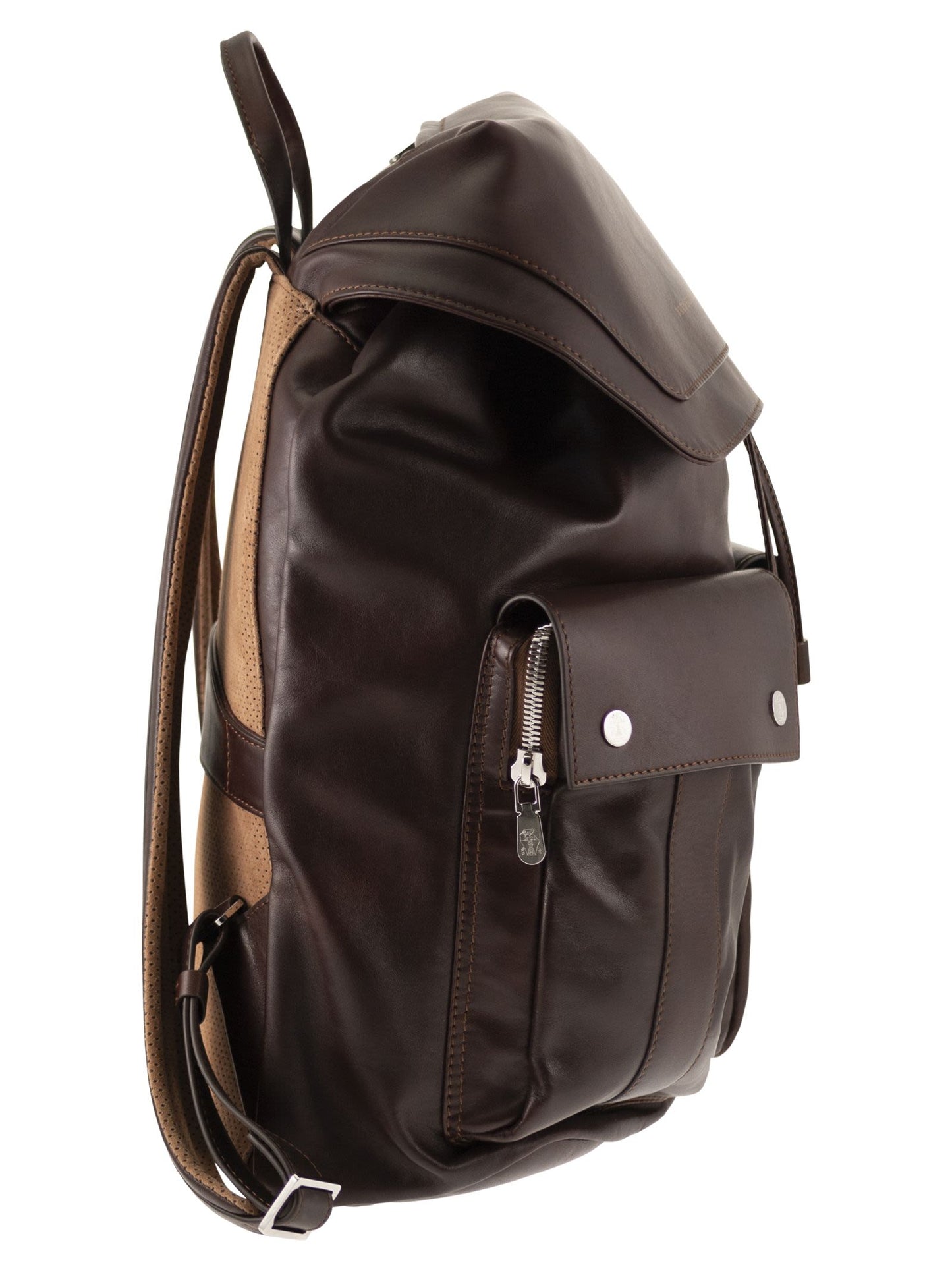 Brunello Cucinelli Men Leather Backpack With Utility Pockets BRUNELLO CUCINELLI