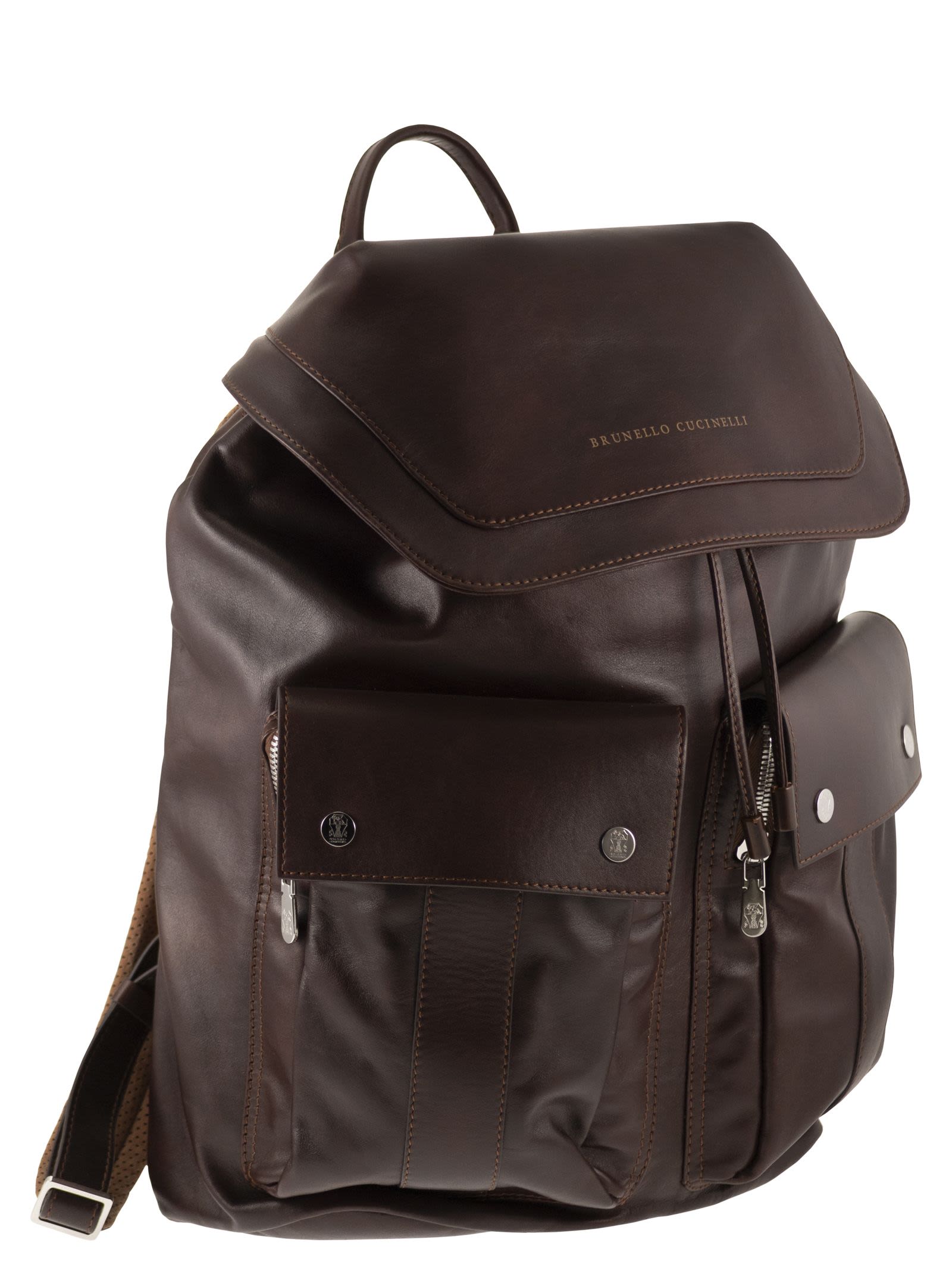 Brunello Cucinelli Men Leather Backpack With Utility Pockets BRUNELLO CUCINELLI