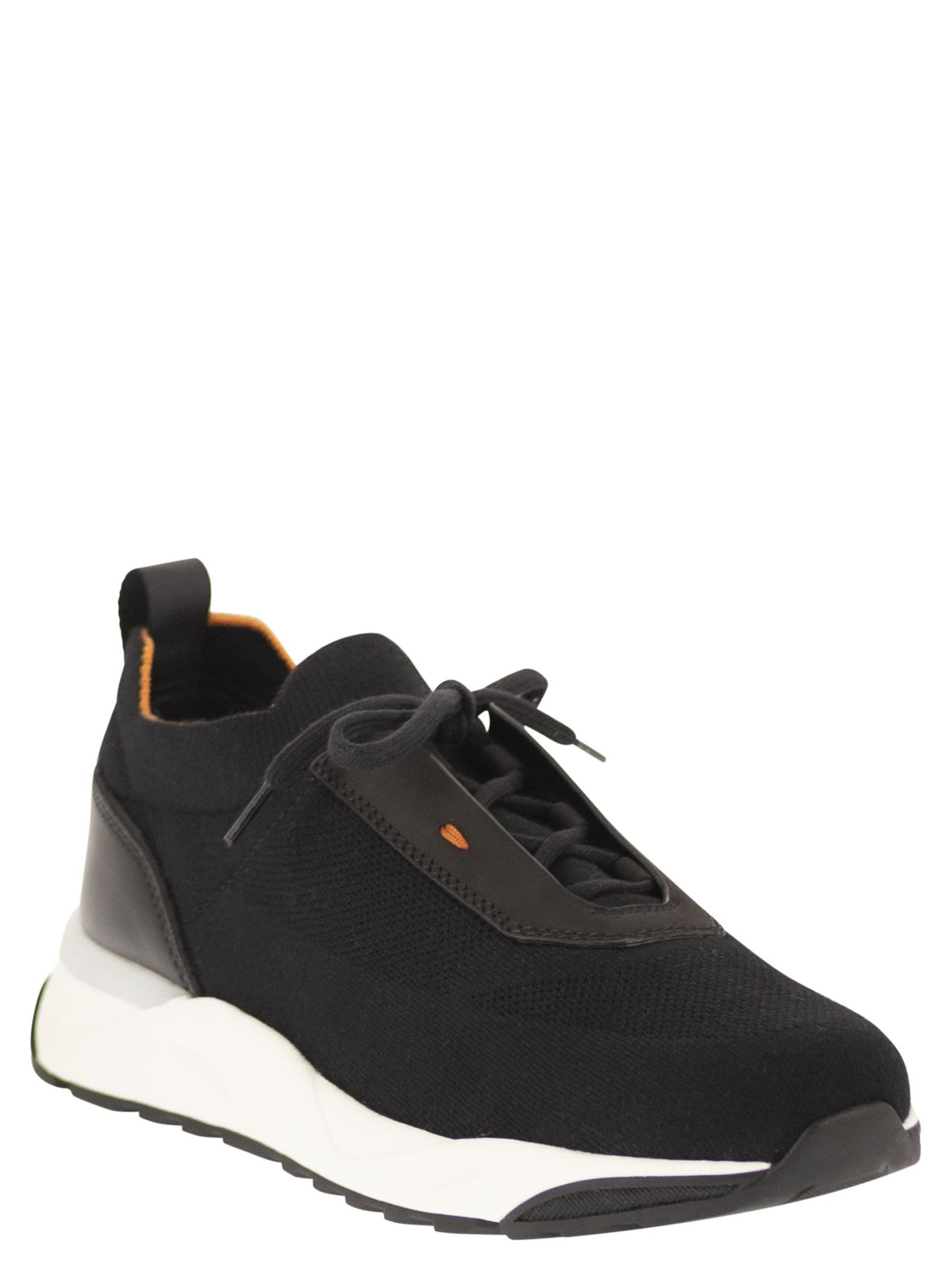 Santoni Men Textile And Leather Trainers With Raised Sole SANTONI