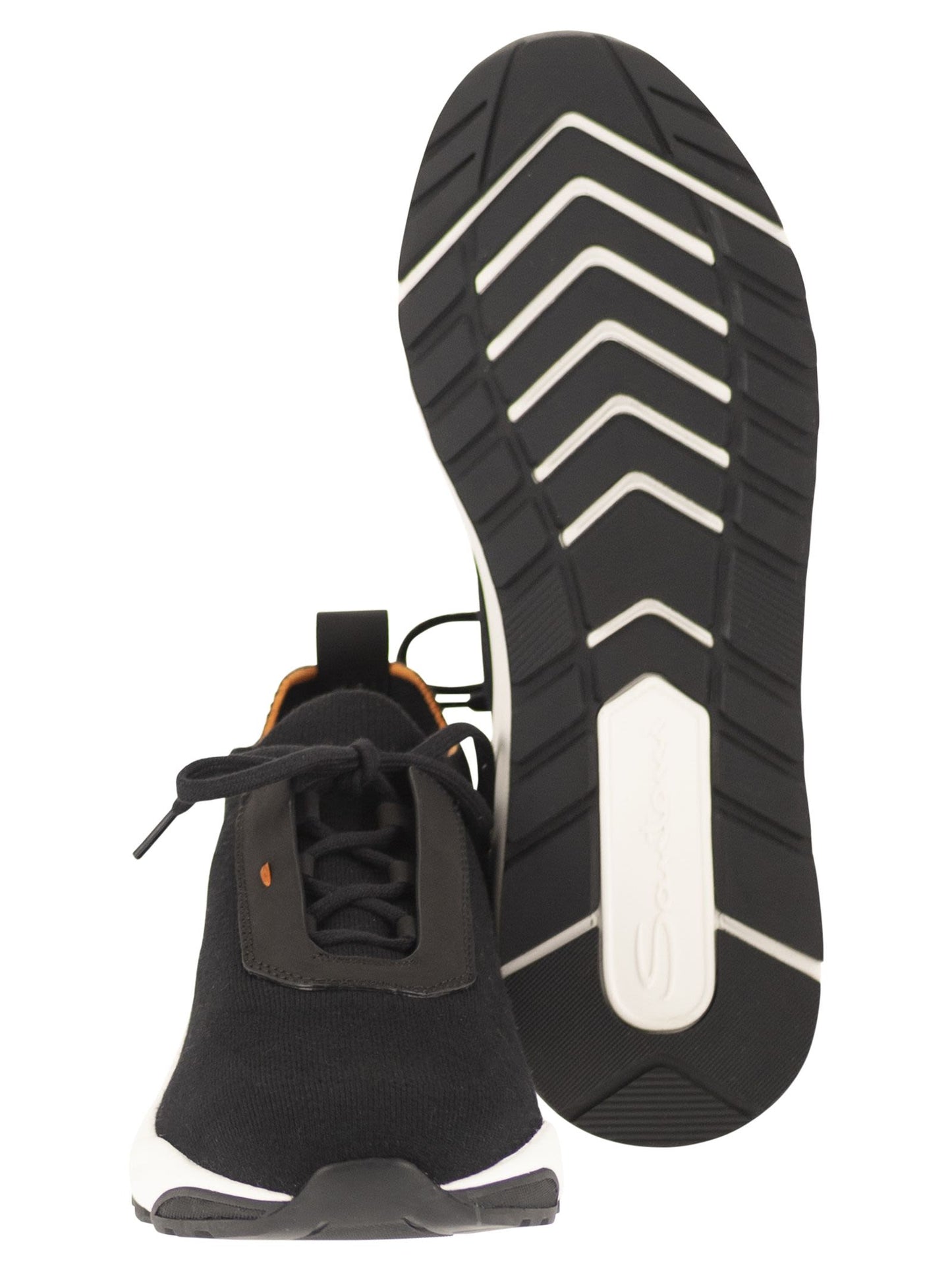 Santoni Men Textile And Leather Trainers With Raised Sole SANTONI