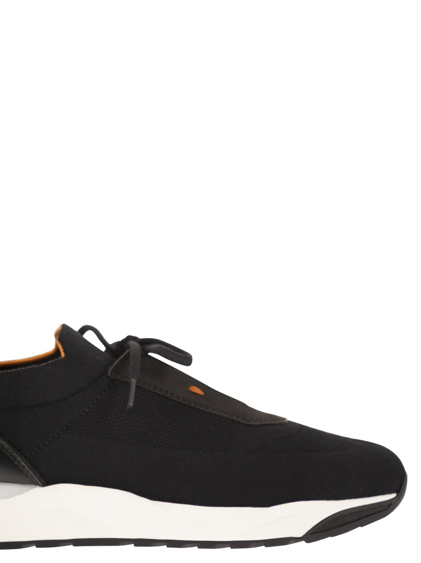 Santoni Men Textile And Leather Trainers With Raised Sole SANTONI