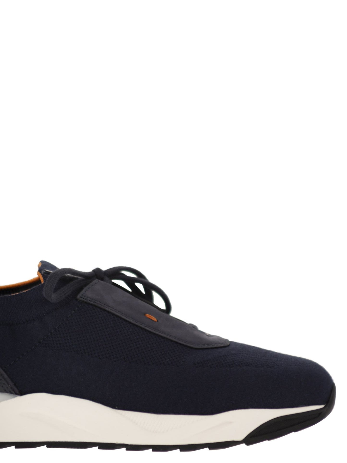 Santoni Men Textile And Leather Trainers With Raised Sole SANTONI