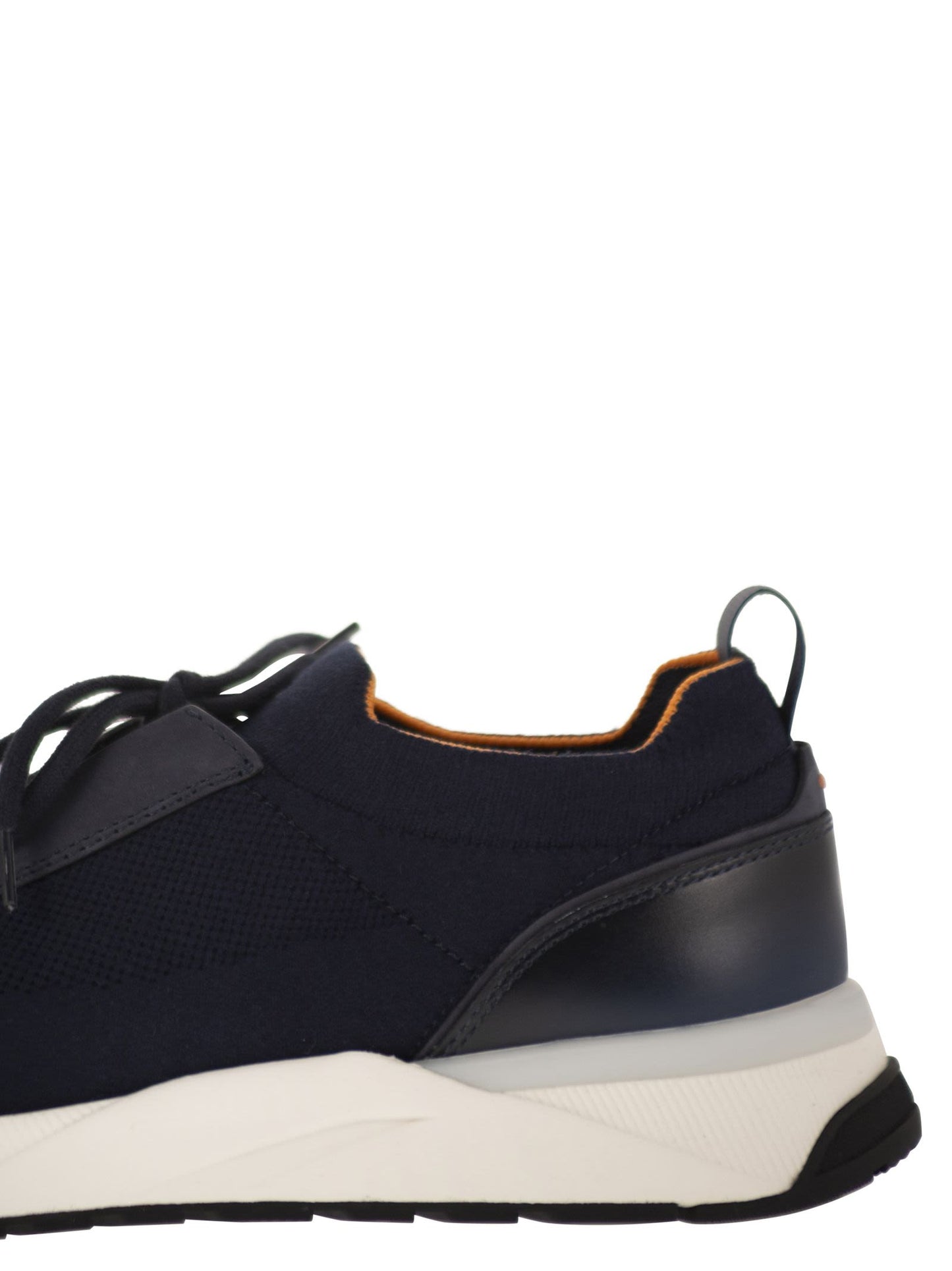 Santoni Men Textile And Leather Trainers With Raised Sole SANTONI