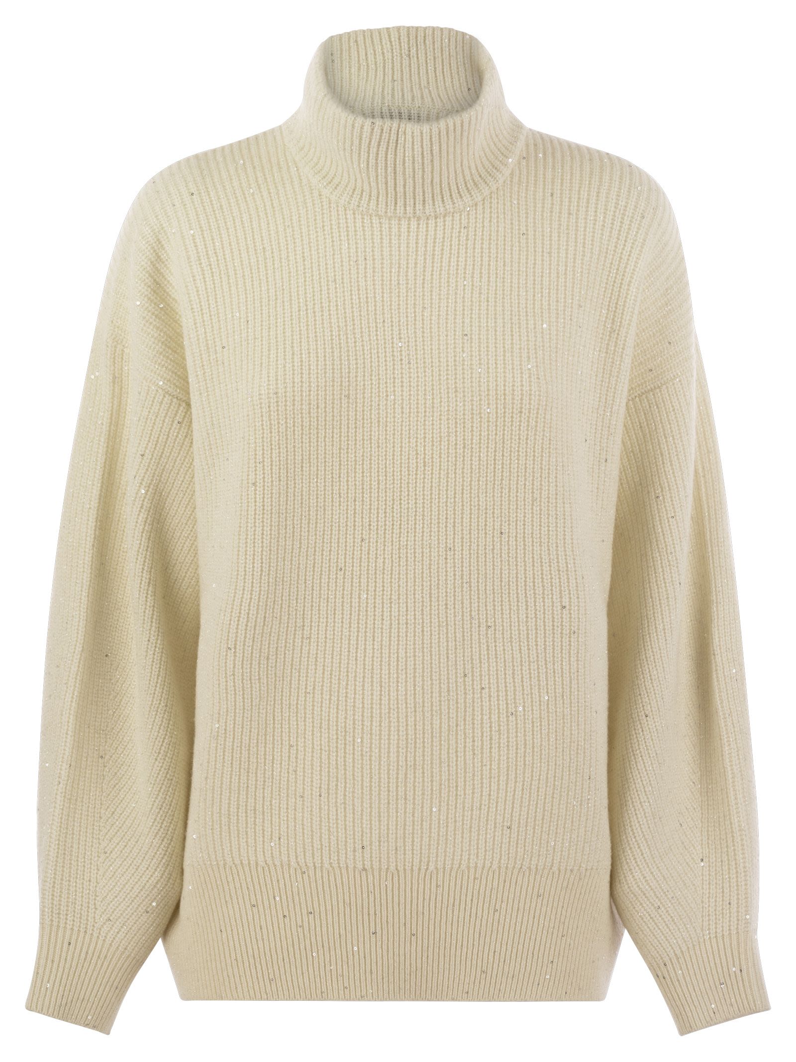 Brunello Cucinelli Women Wool And Cashmere Rib Sweater With Sequins BRUNELLO CUCINELLI