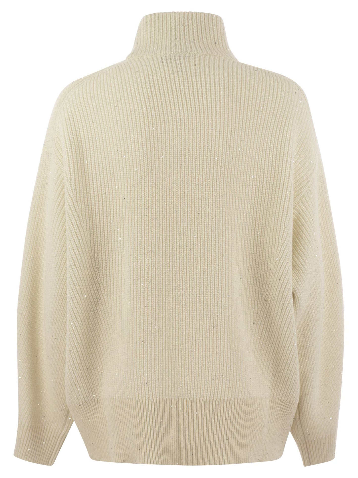 Brunello Cucinelli Women Wool And Cashmere Rib Sweater With Sequins BRUNELLO CUCINELLI