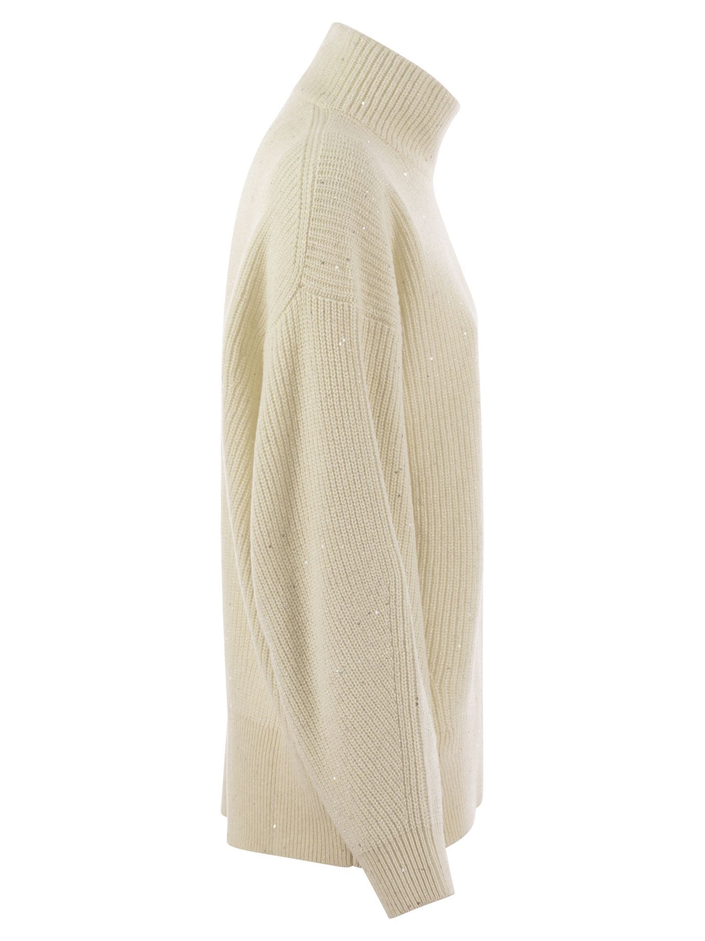 Brunello Cucinelli Women Wool And Cashmere Rib Sweater With Sequins BRUNELLO CUCINELLI
