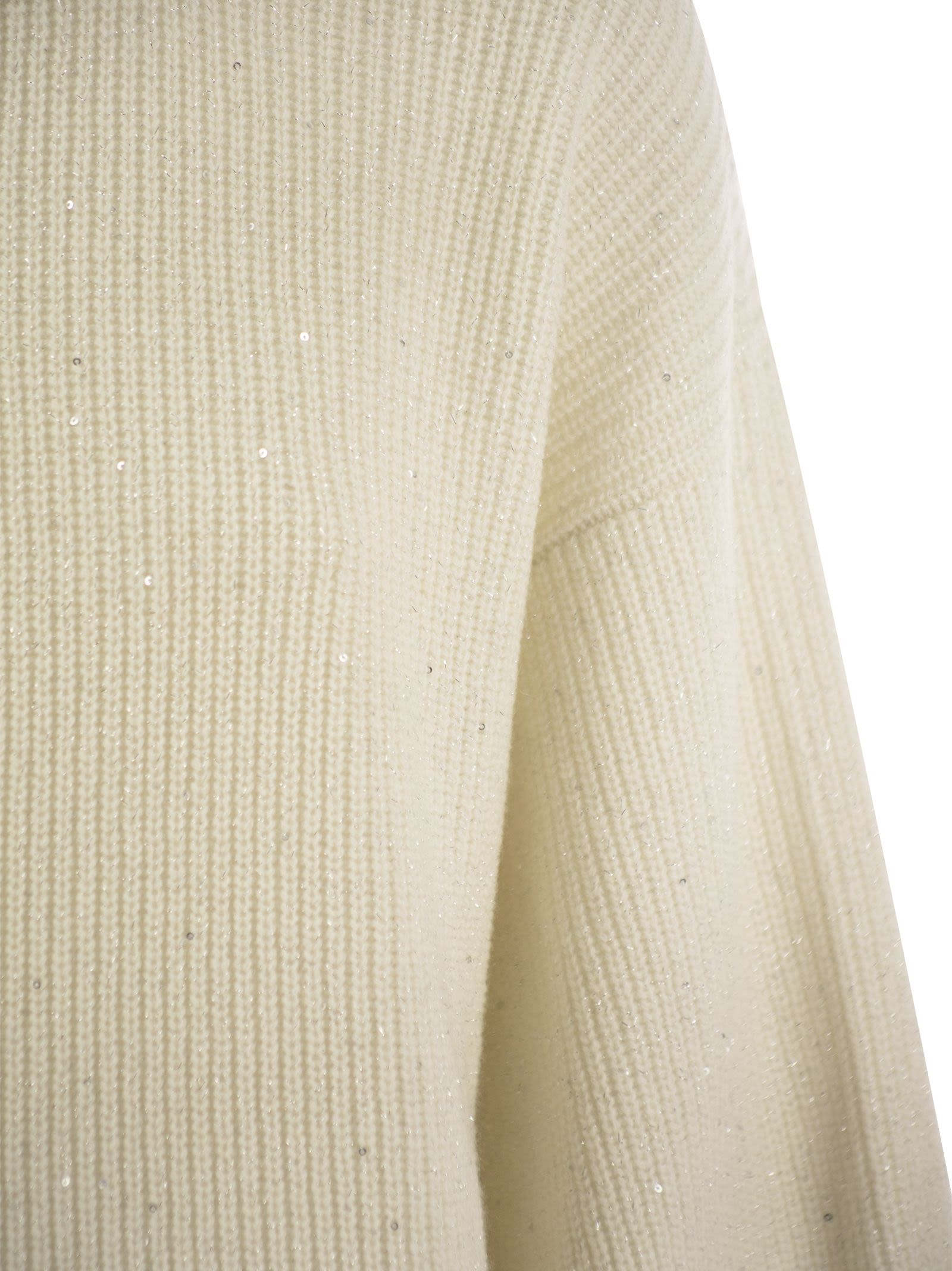 Brunello Cucinelli Women Wool And Cashmere Rib Sweater With Sequins BRUNELLO CUCINELLI