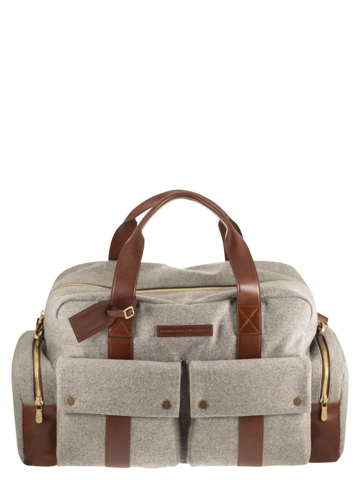 Brunello Cucinelli Men Wool And Cashmere-Blend Travel Bag With Leather Details BRUNELLO CUCINELLI