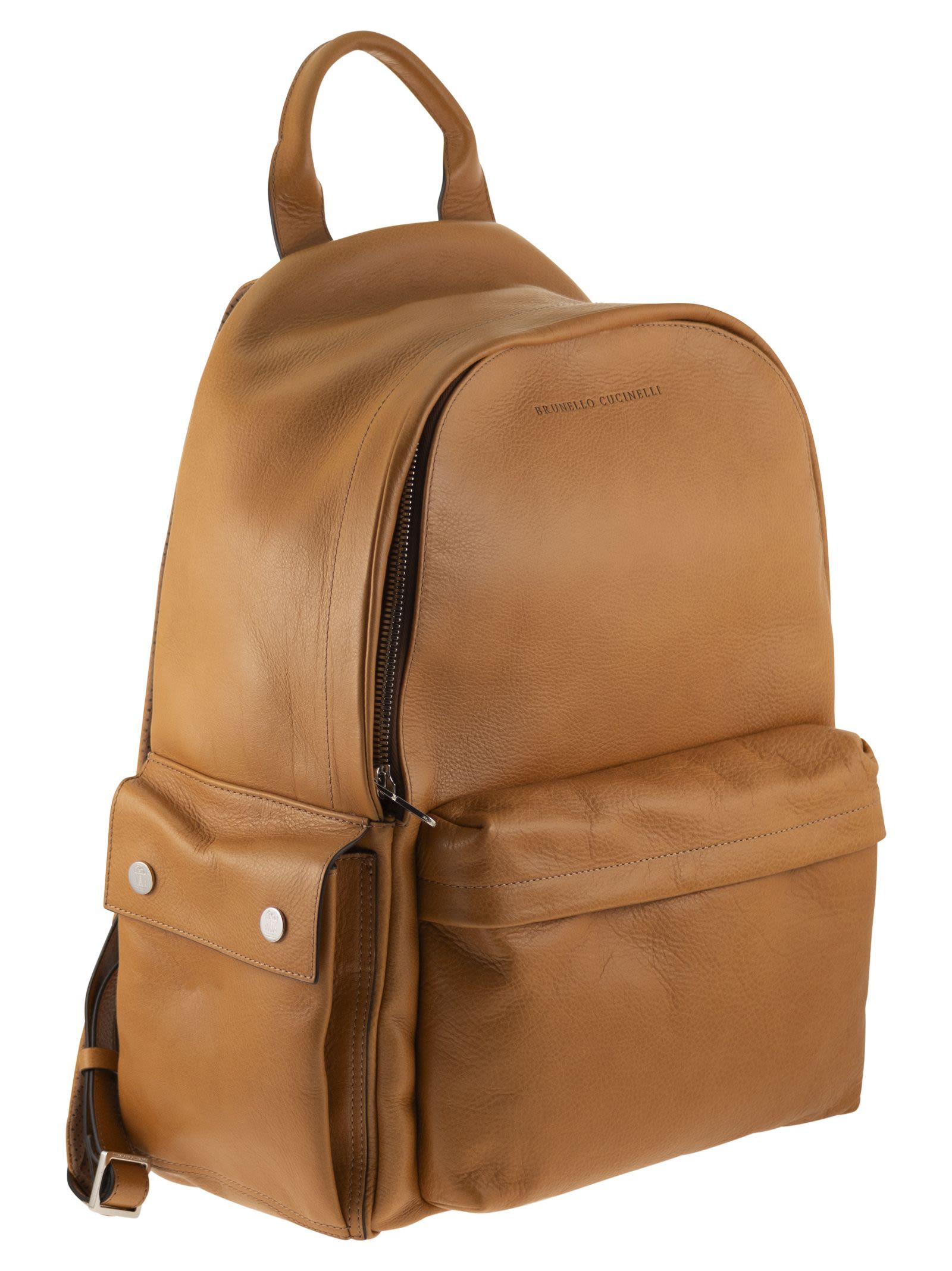 Brunello Cucinelli Men Grained Leather Backpack With Patch Pockets BRUNELLO CUCINELLI