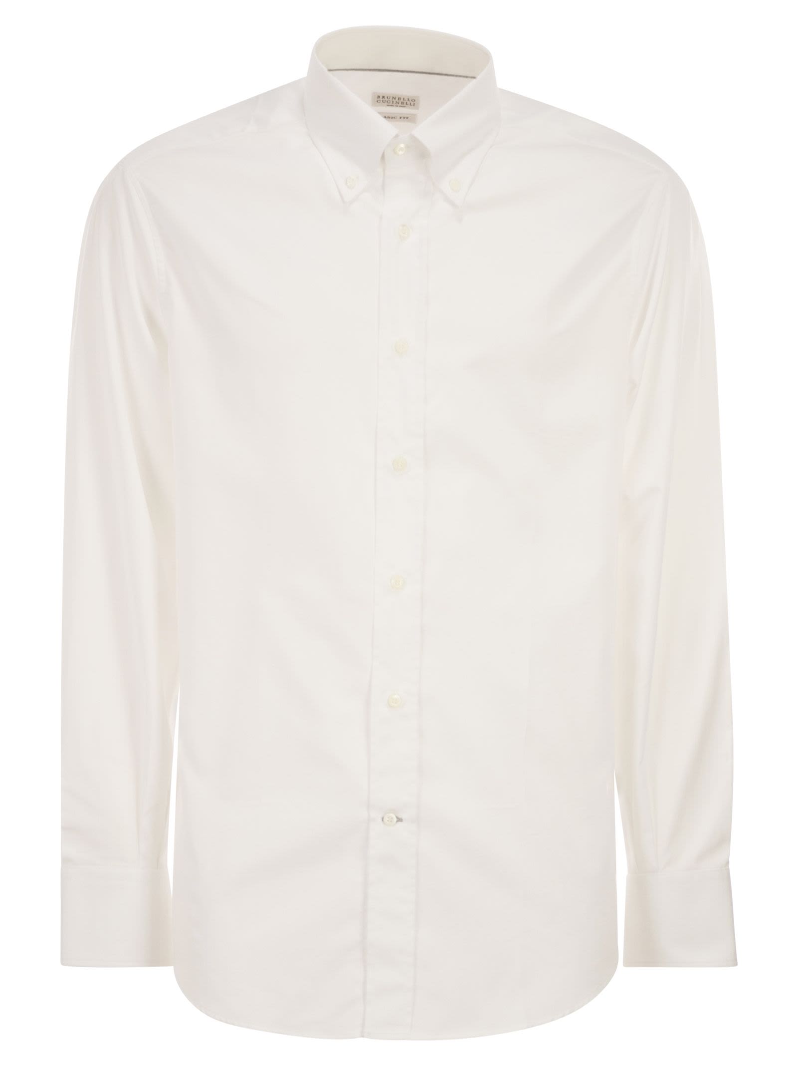 Brunello Cucinelli Men Basic Fit Twill Shirt With Button-Down Collar BRUNELLO CUCINELLI