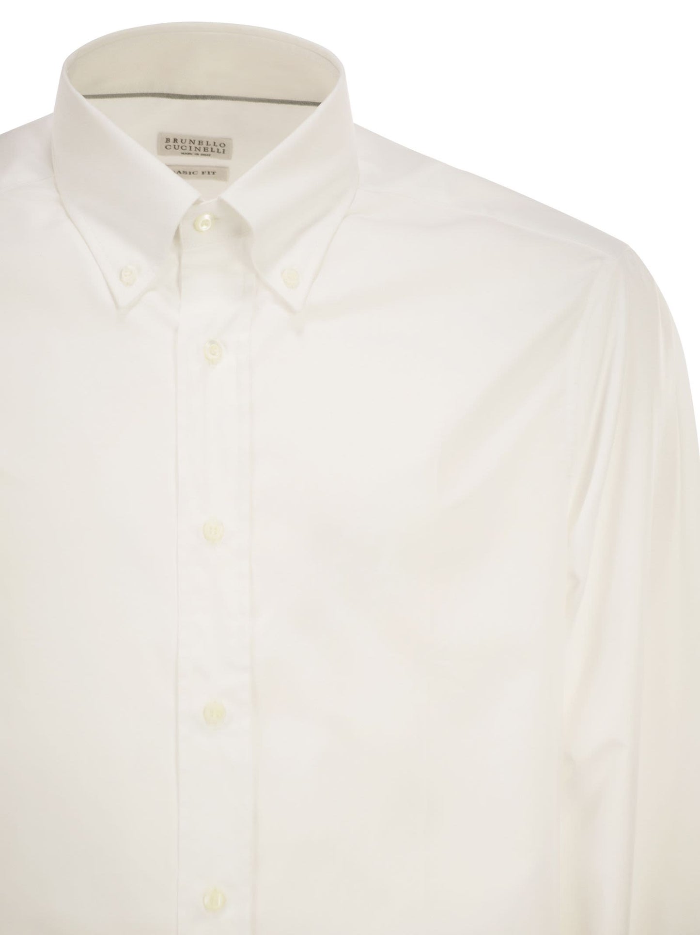 Brunello Cucinelli Men Basic Fit Twill Shirt With Button-Down Collar BRUNELLO CUCINELLI