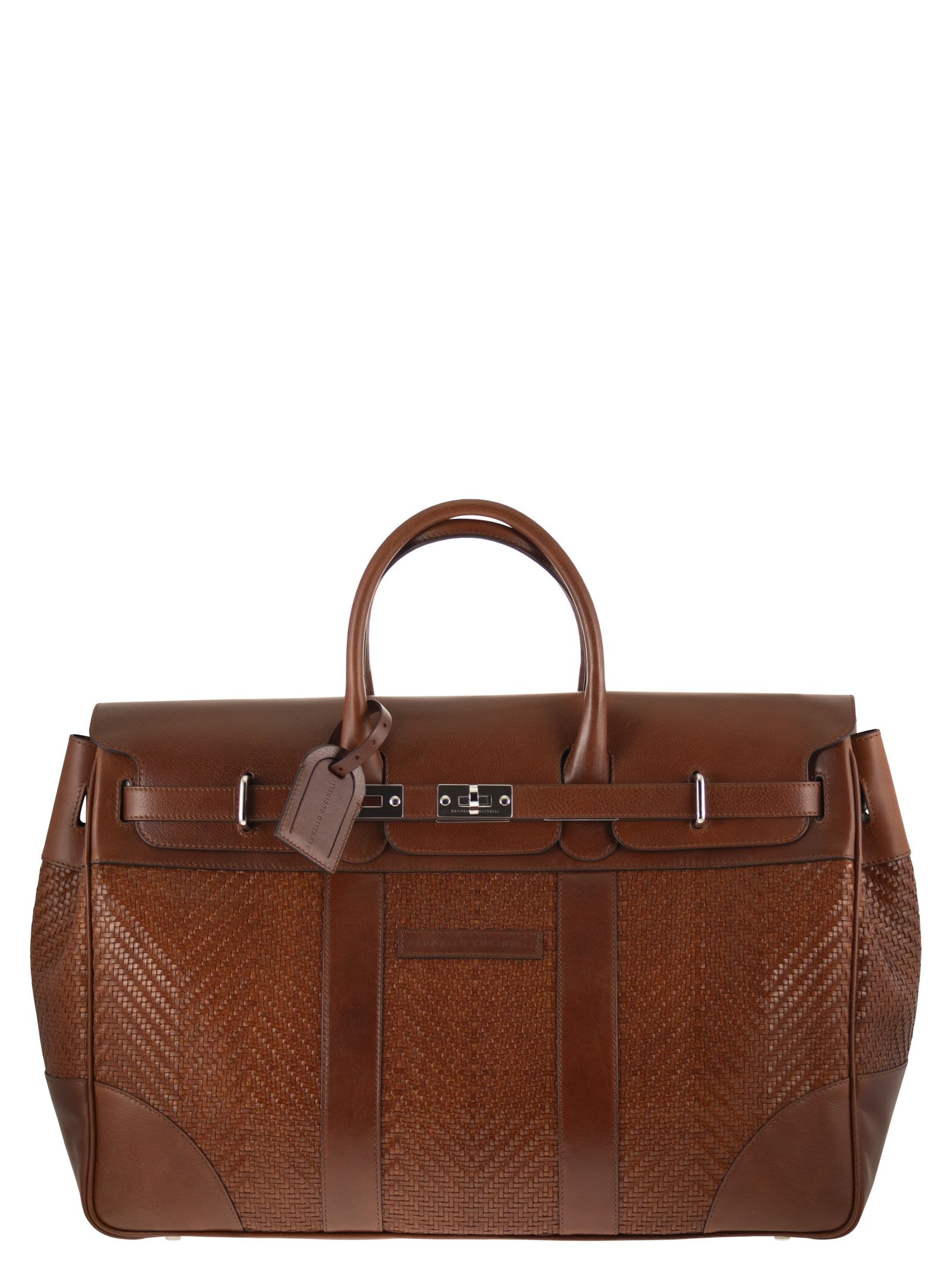 Brunello Cucinelli Men Country Bag In Woven Calfskin And Cowhide Leather BRUNELLO CUCINELLI