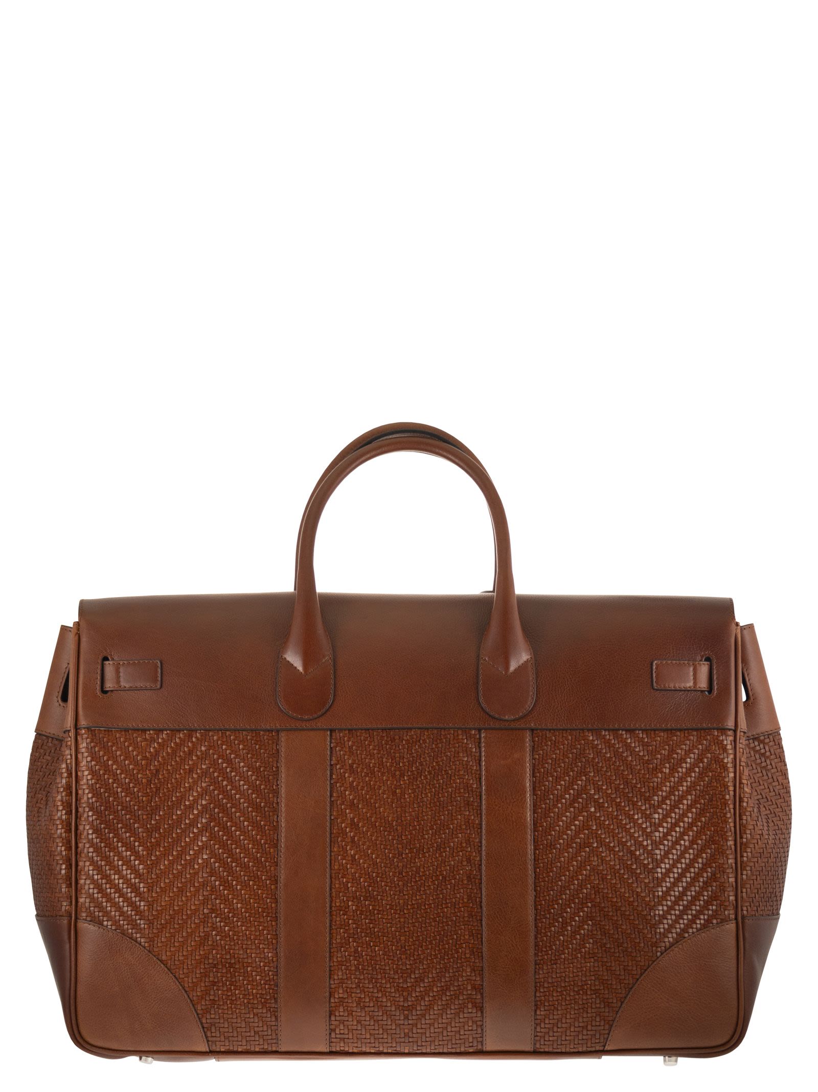Brunello Cucinelli Men Country Bag In Woven Calfskin And Cowhide Leather BRUNELLO CUCINELLI
