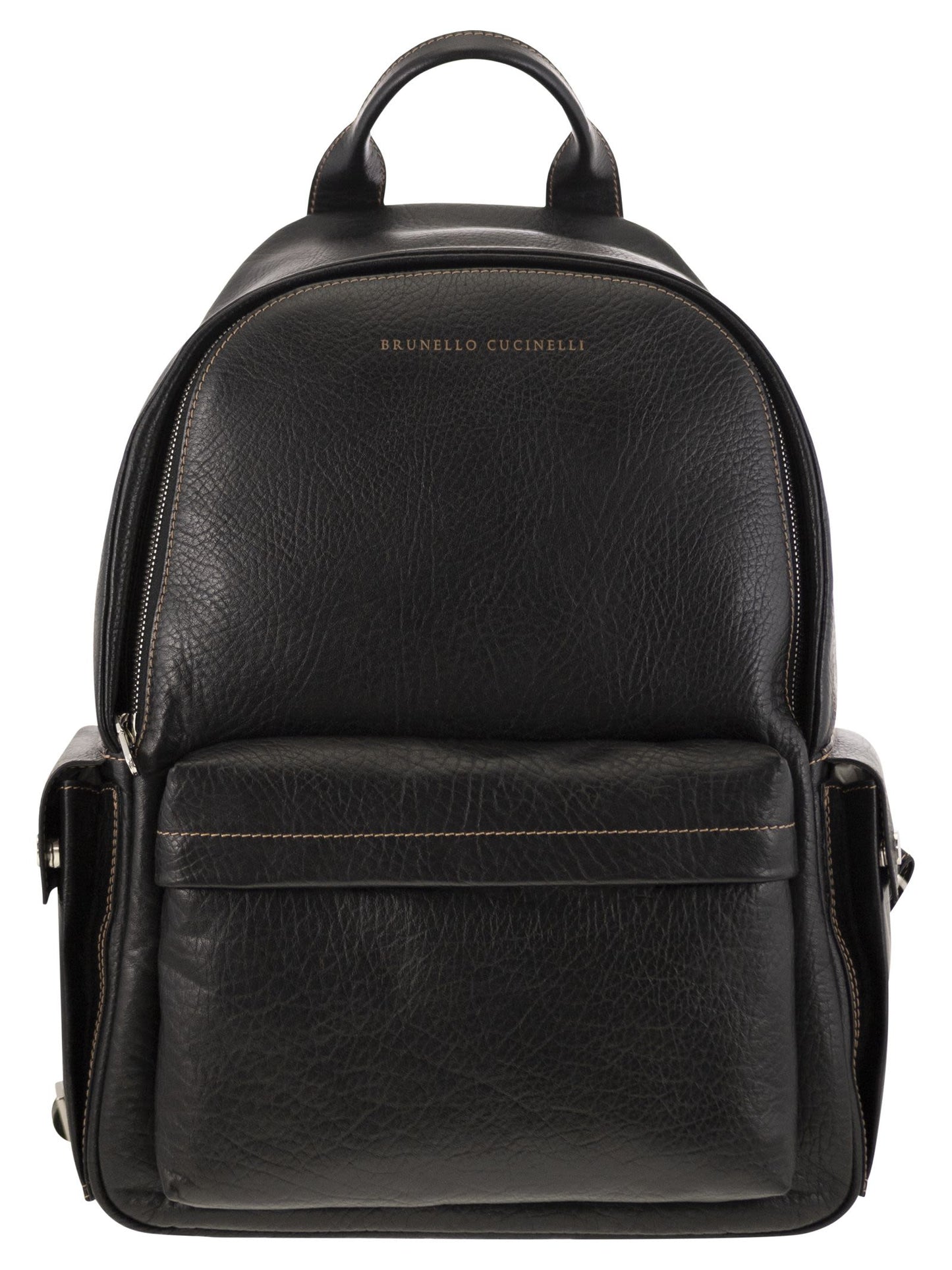 Brunello Cucinelli Men Calfskin Backpack With Grain BRUNELLO CUCINELLI