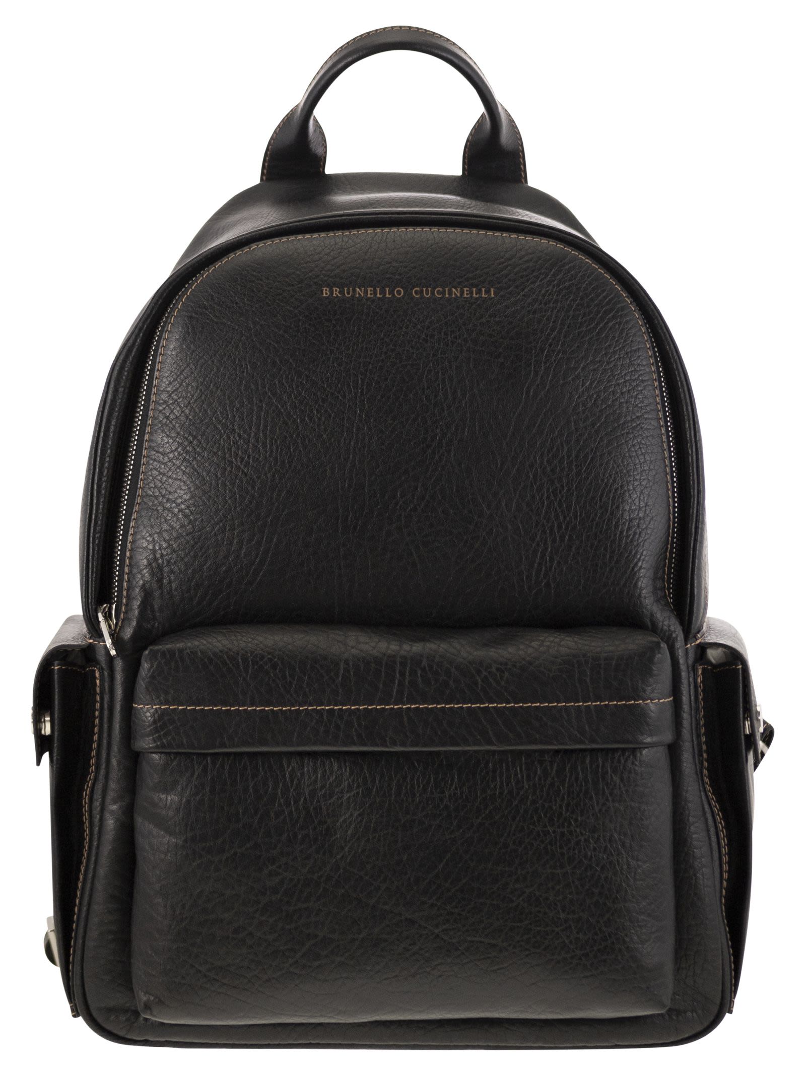 Brunello Cucinelli Men Calfskin Backpack With Grain BRUNELLO CUCINELLI