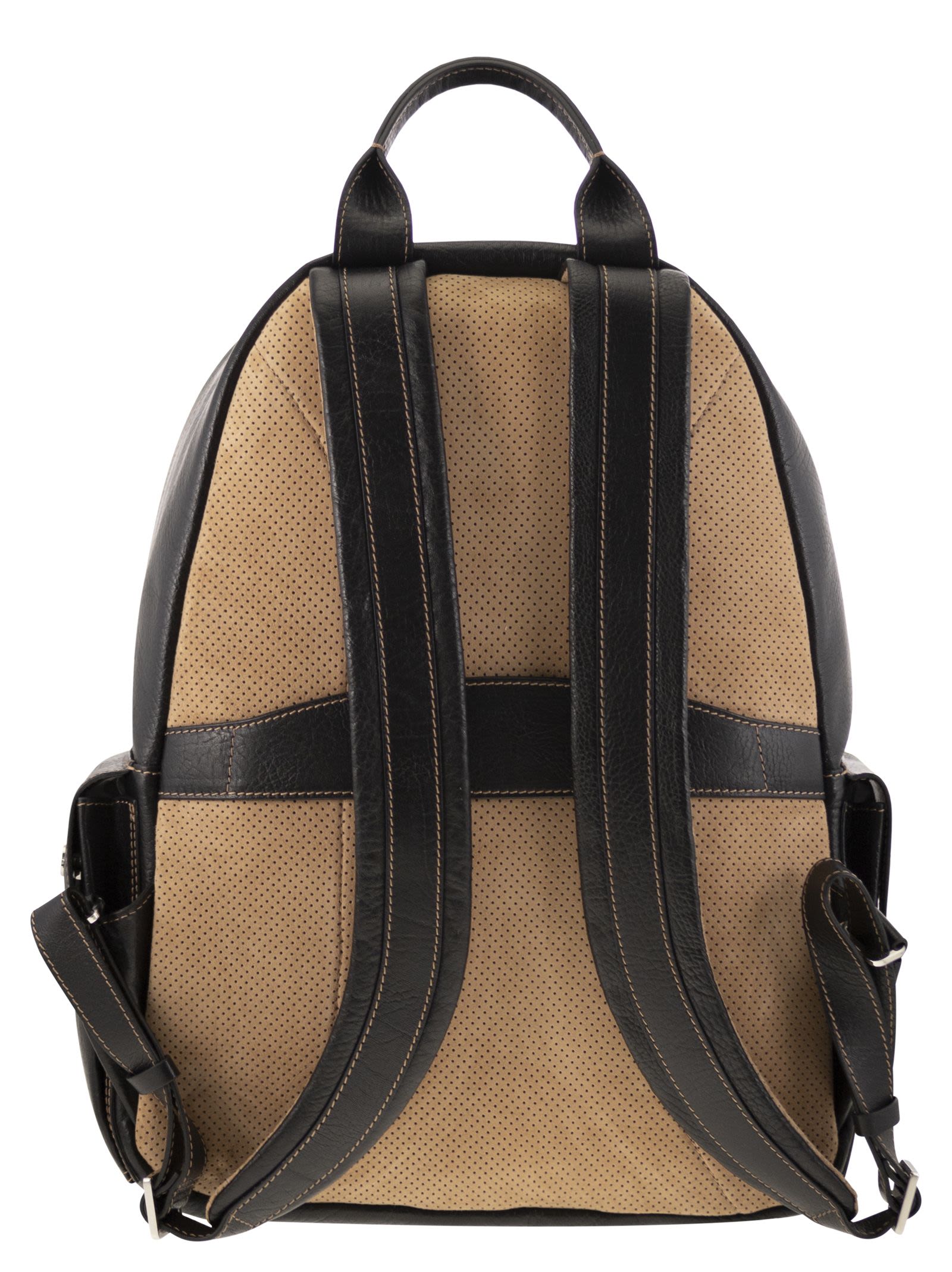 Brunello Cucinelli Men Calfskin Backpack With Grain BRUNELLO CUCINELLI