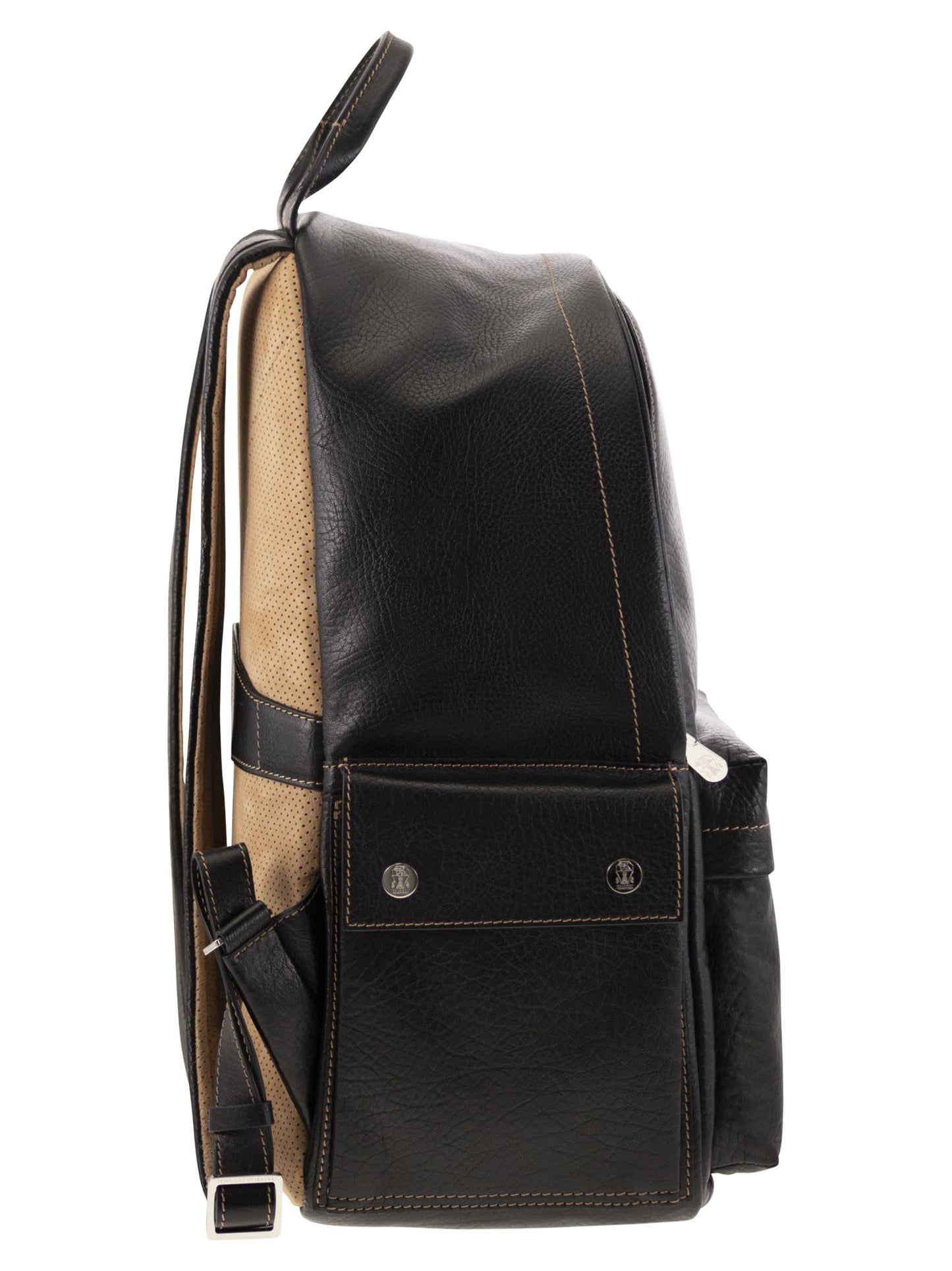 Brunello Cucinelli Men Calfskin Backpack With Grain BRUNELLO CUCINELLI