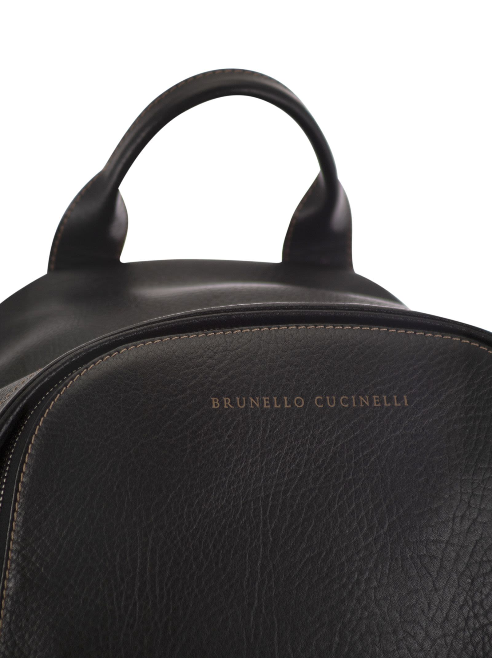 Brunello Cucinelli Men Calfskin Backpack With Grain BRUNELLO CUCINELLI