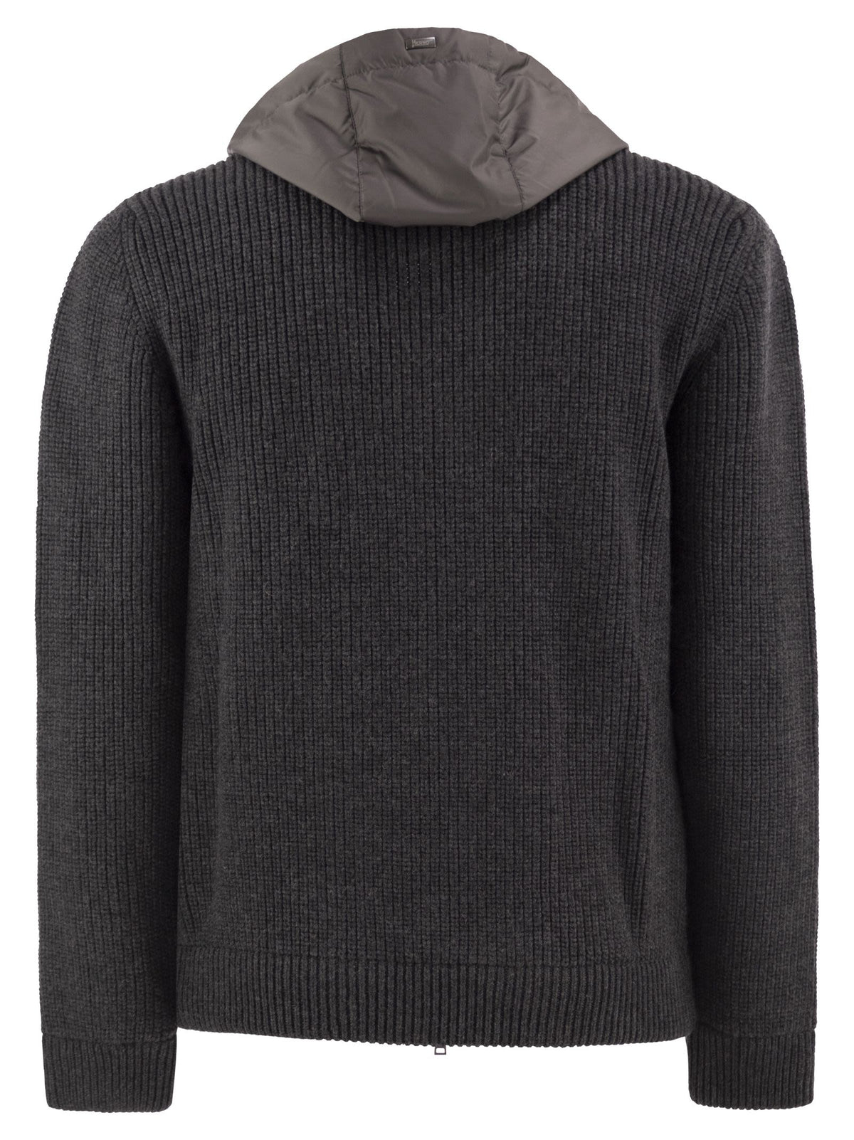 Herno Men Rib-Knit Cardigan With Removable Bib And Hood HERNO