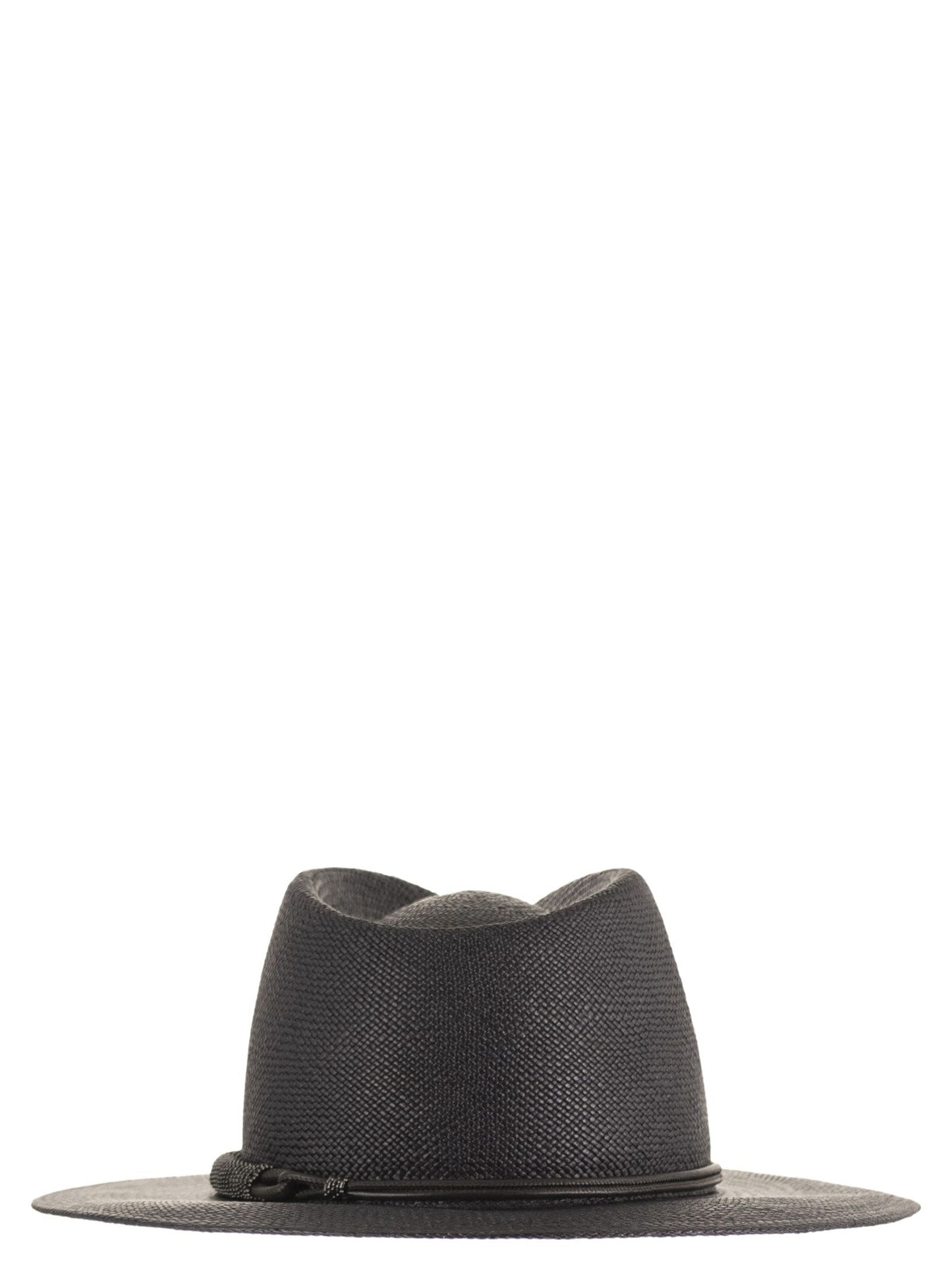 Brunello Cucinelli Women Straw Fedora With Precious Leather Band BRUNELLO CUCINELLI