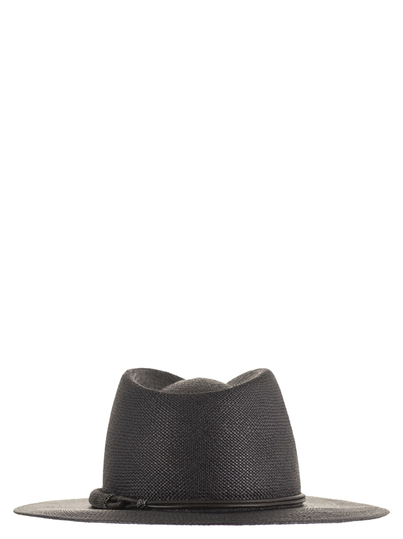 Brunello Cucinelli Women Straw Fedora With Precious Leather Band BRUNELLO CUCINELLI