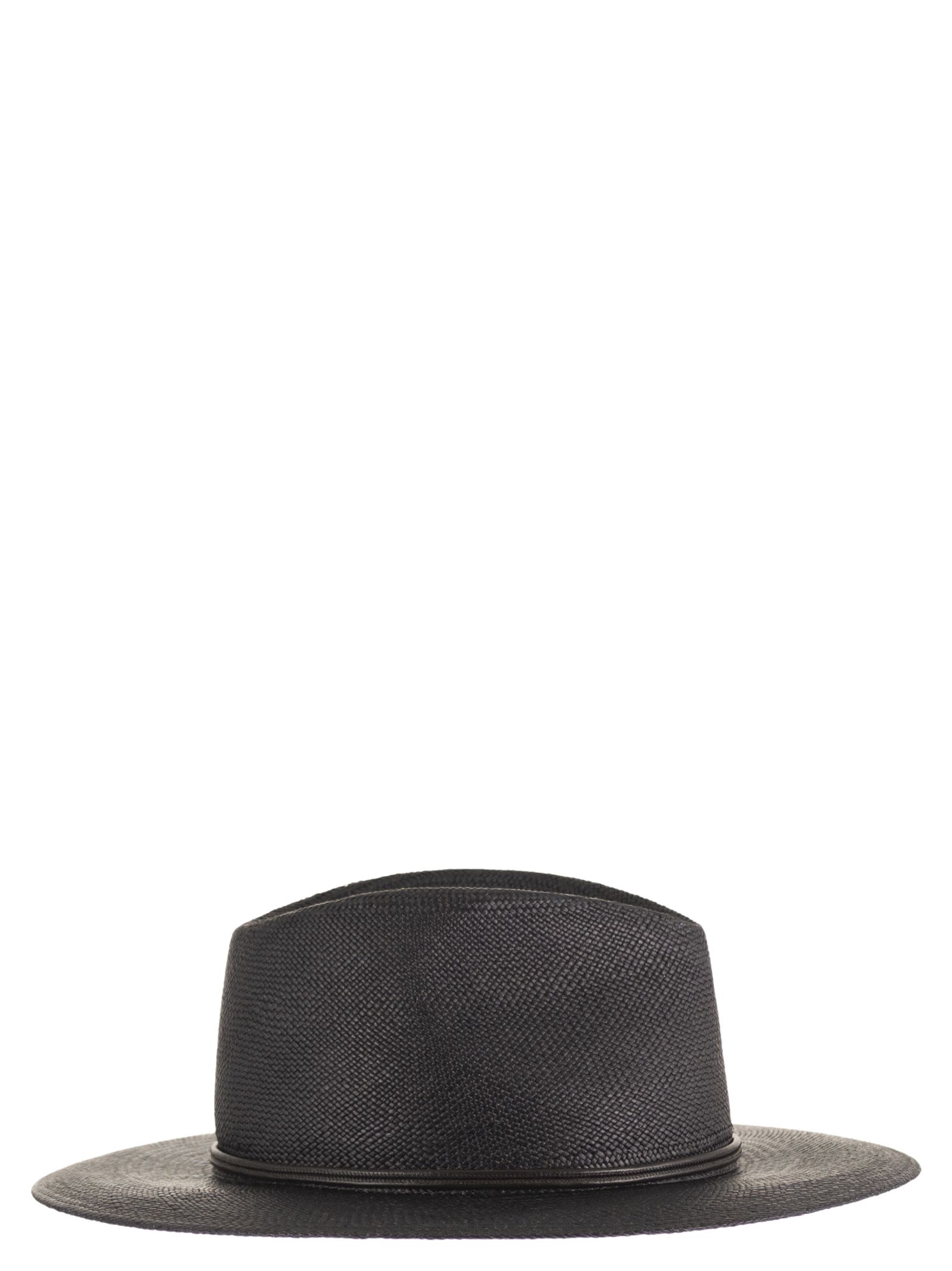 Brunello Cucinelli Women Straw Fedora With Precious Leather Band BRUNELLO CUCINELLI