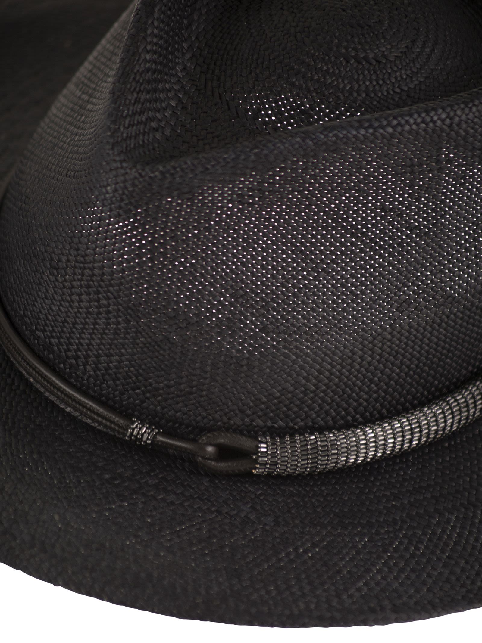 Brunello Cucinelli Women Straw Fedora With Precious Leather Band BRUNELLO CUCINELLI