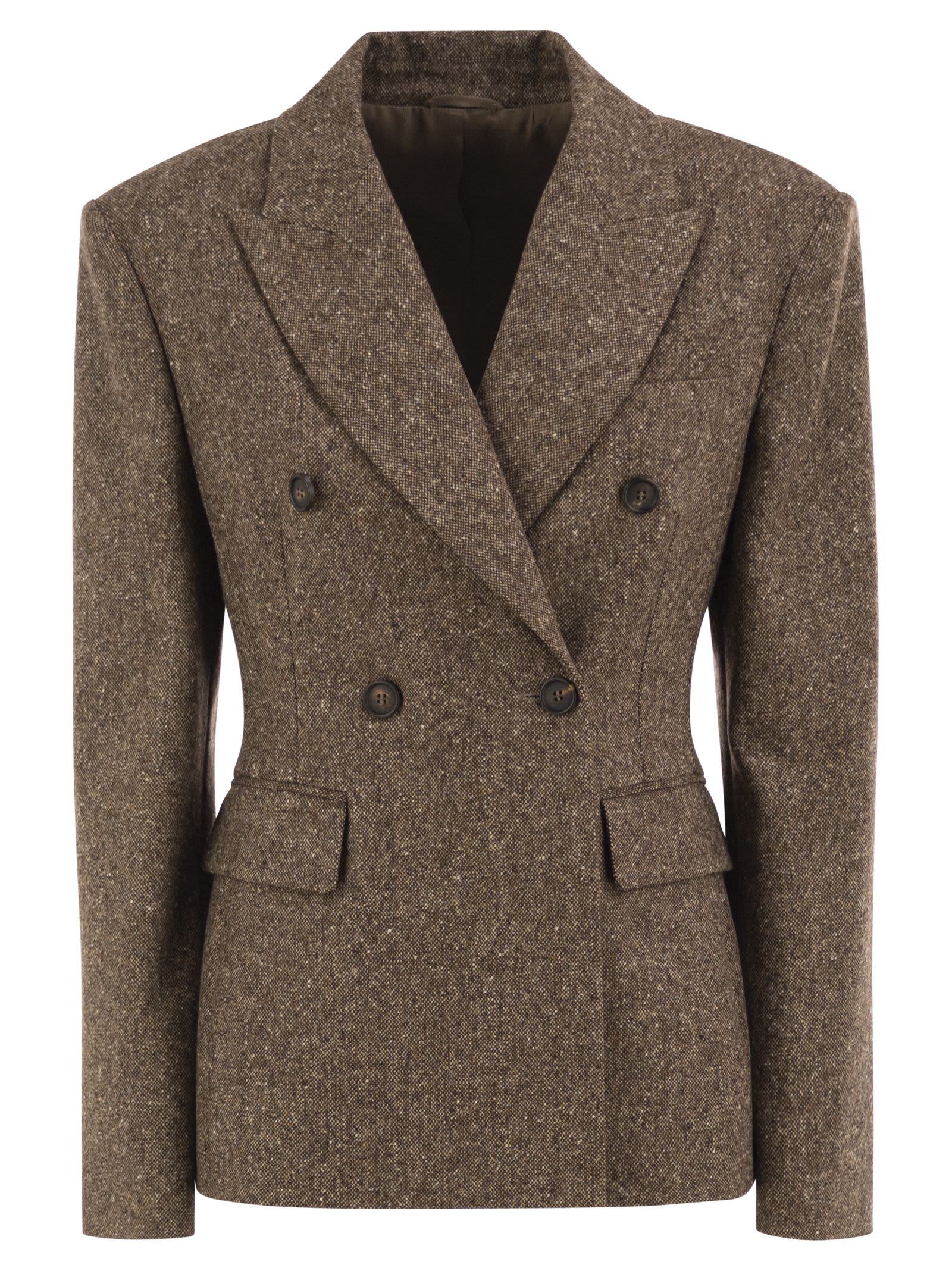 Brunello Cucinelli Women Double-Breasted Tailored Wool Blend Blazer BRUNELLO CUCINELLI