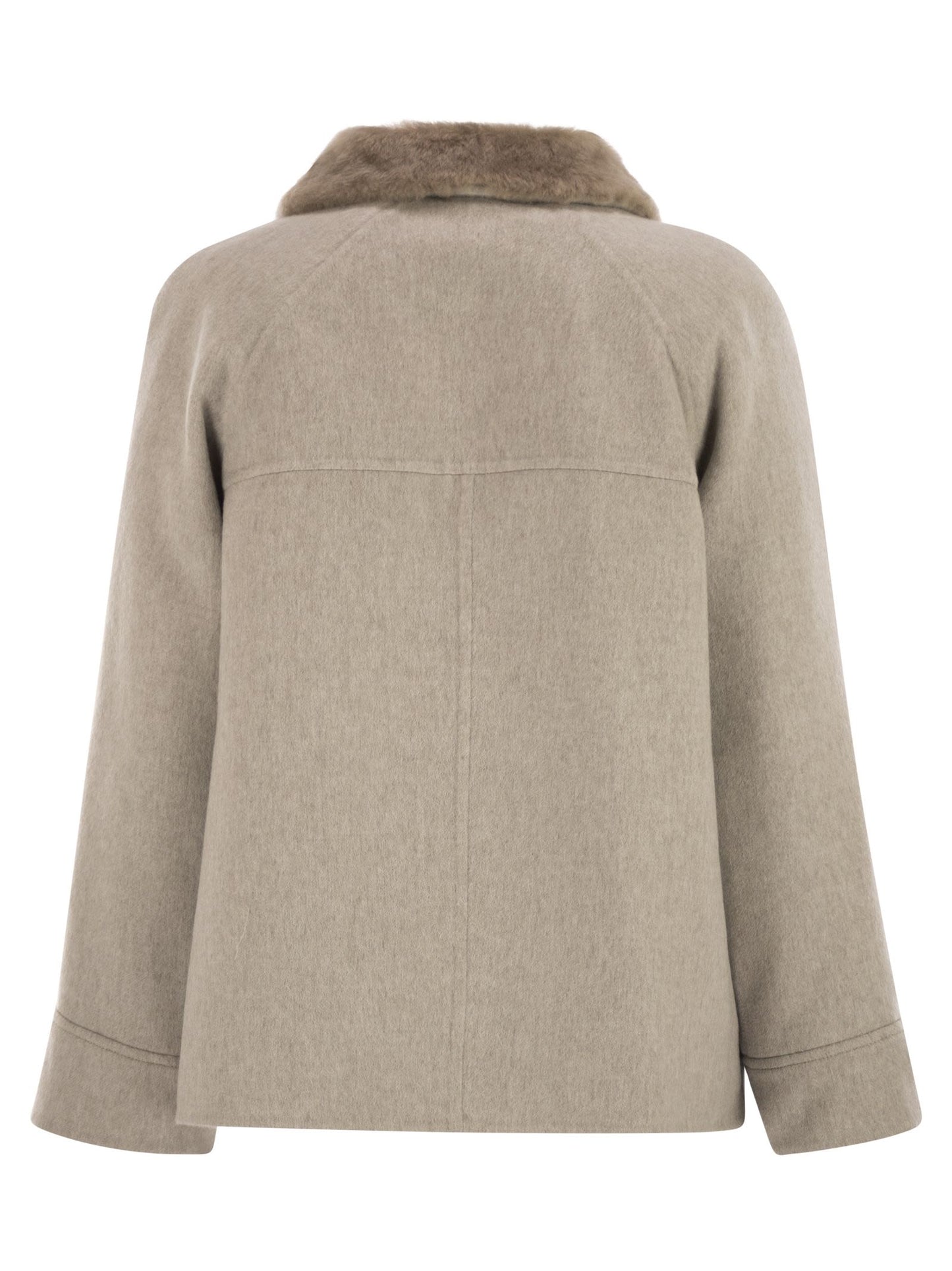 Brunello Cucinelli Women Cashmere Outerwear With Fur Collar BRUNELLO CUCINELLI