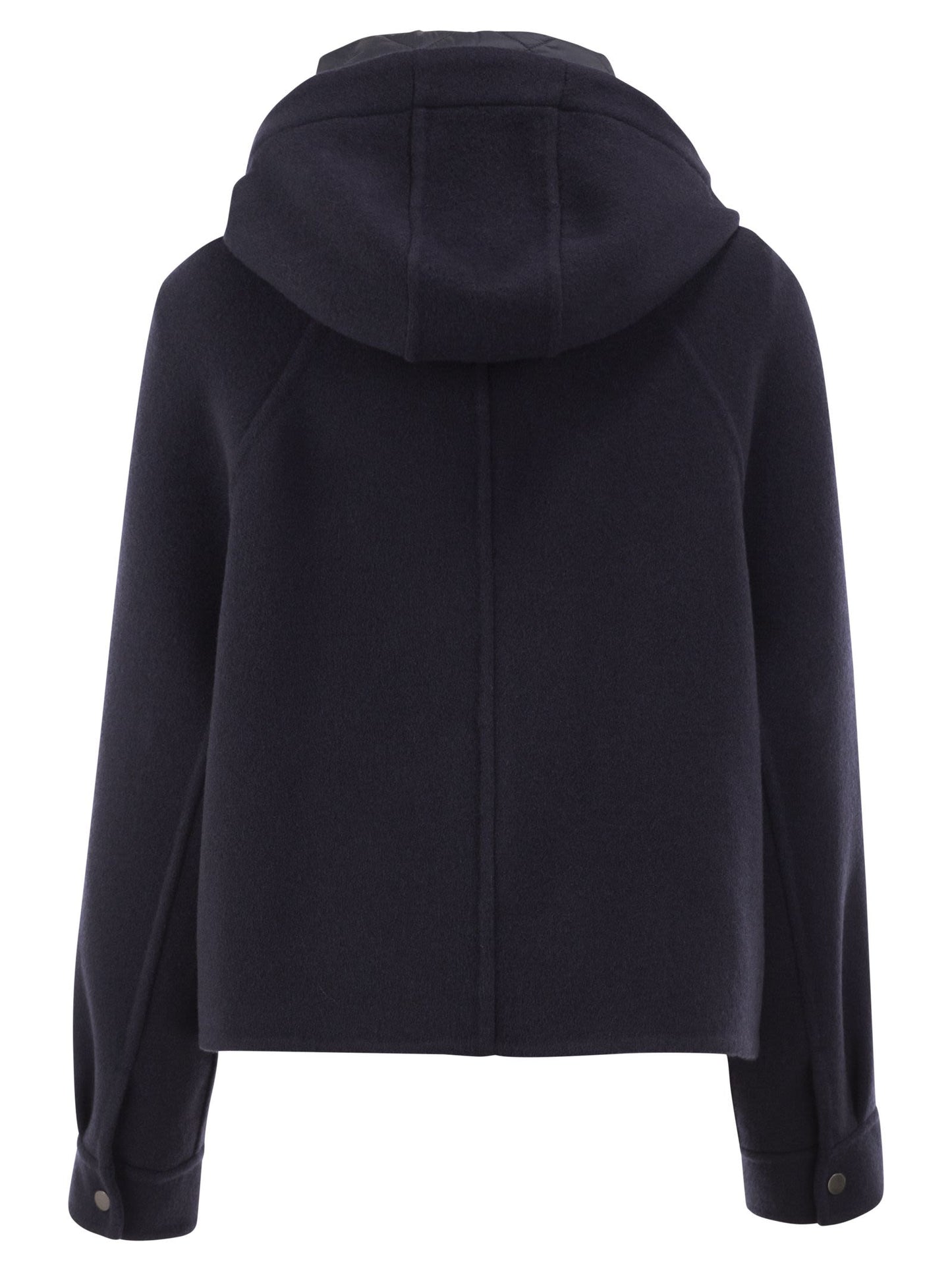 Brunello Cucinelli Women Wool And Cashmere Hooded Jacket With Detachable Quilted Bib