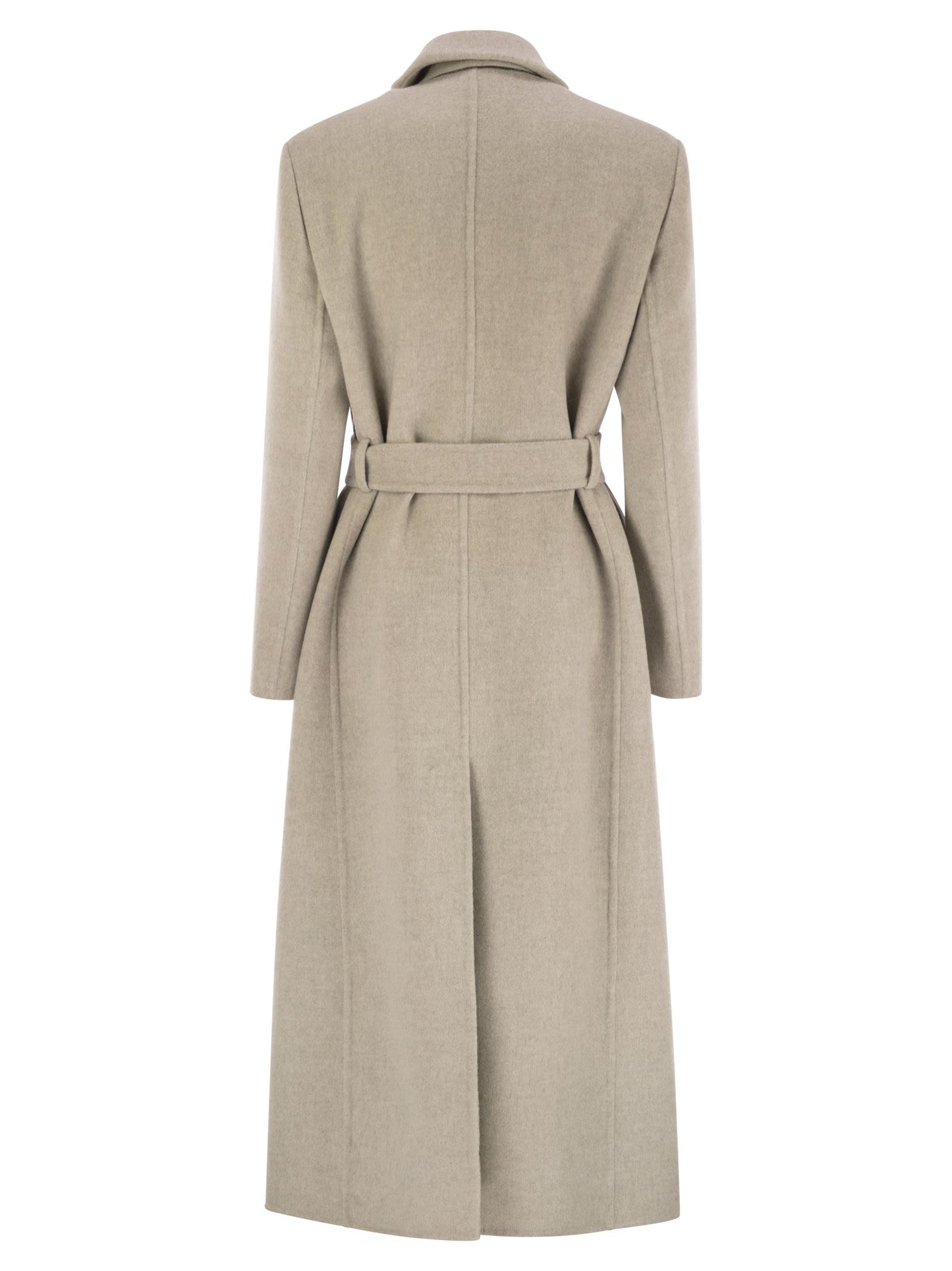 Brunello Cucinelli Women Double-Breasted Coat In Virgin Wool And Cashmere Cloth With Jewellery BRUNELLO CUCINELLI