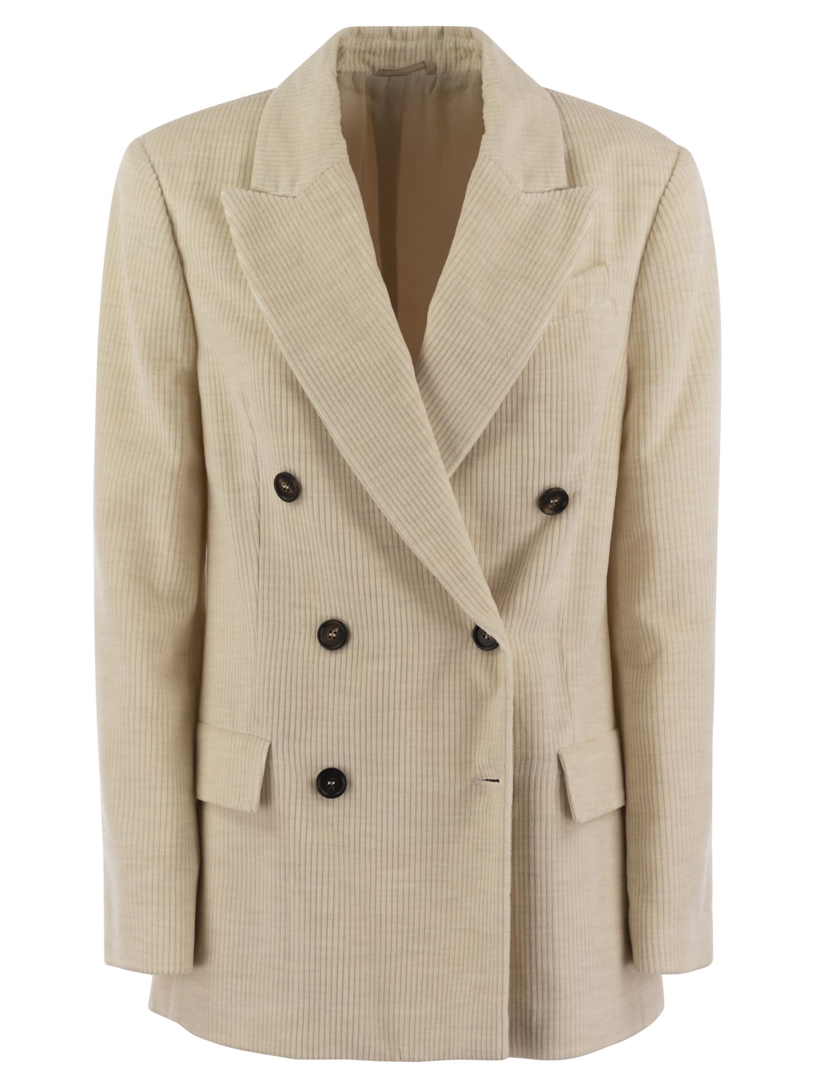 Brunello Cucinelli Women Viscose And Cotton Corduroy Jacket With Necklace BRUNELLO CUCINELLI