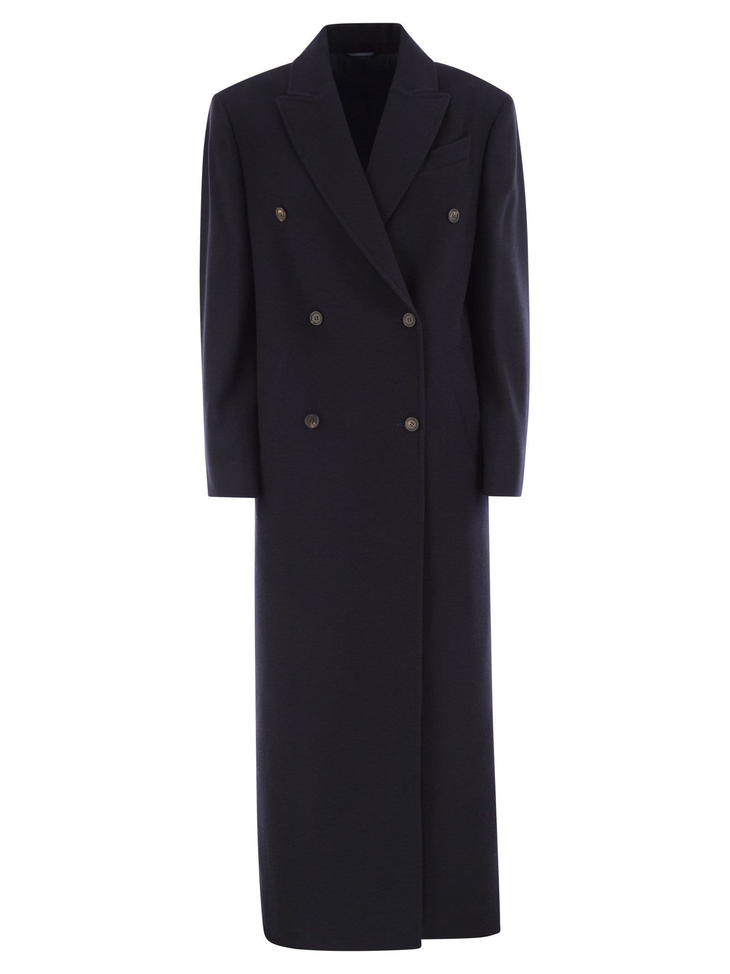 Brunello Cucinelli Women Long Wool Coat With Jewellery BRUNELLO CUCINELLI