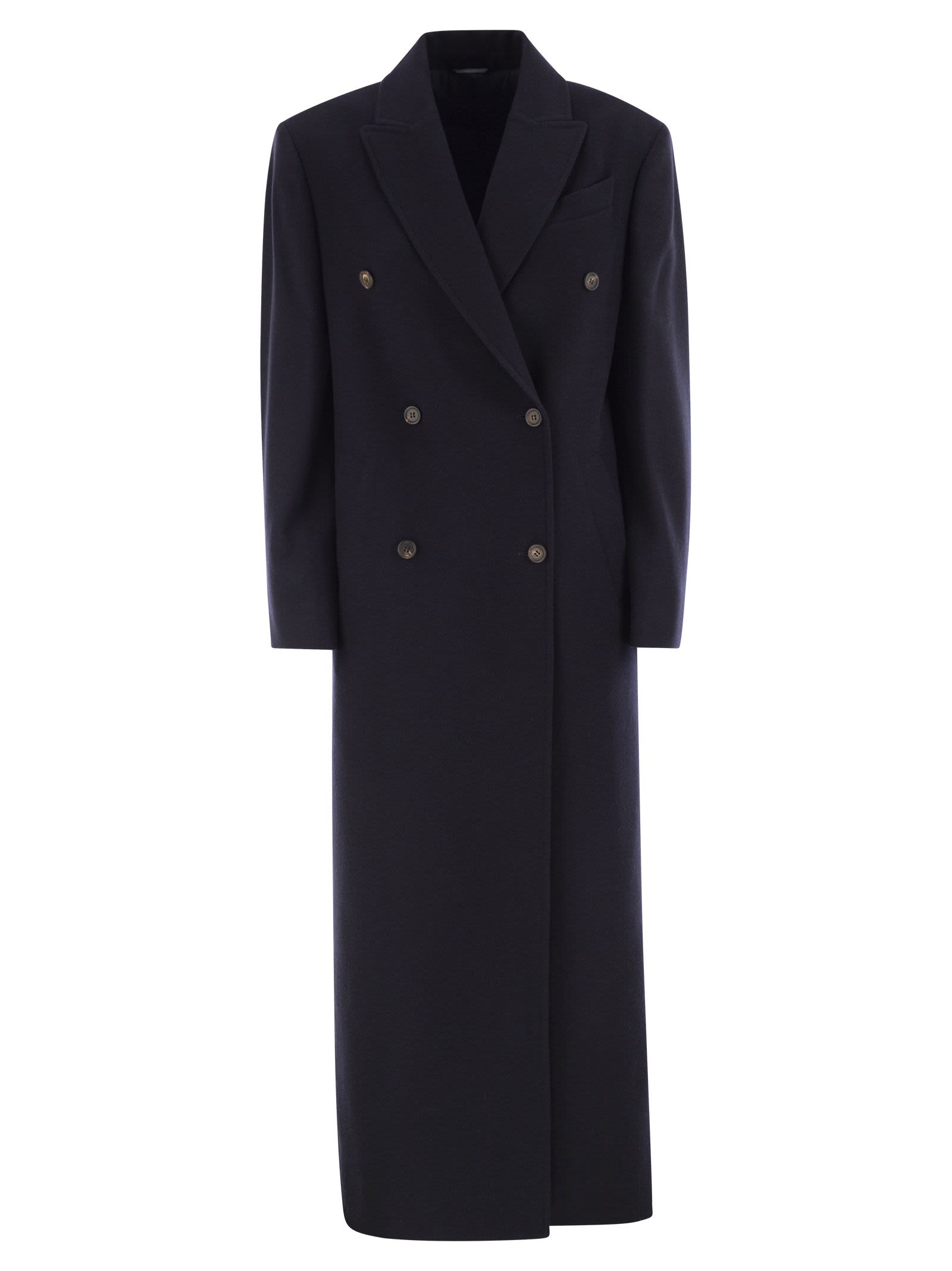 Brunello Cucinelli Women Long Wool Coat With Jewellery BRUNELLO CUCINELLI