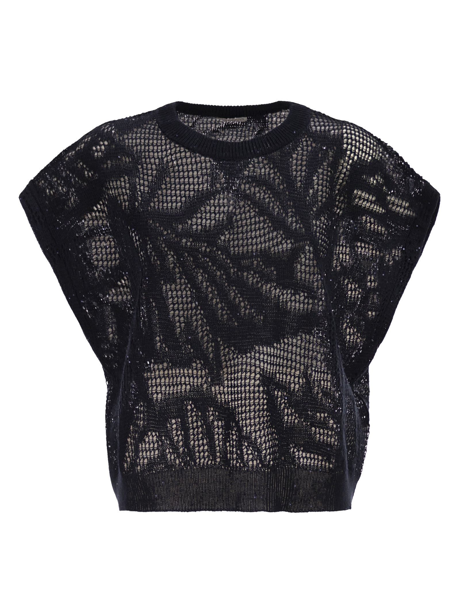 Brunello Cucinelli Women Openwork Knit Top With Sequins BRUNELLO CUCINELLI