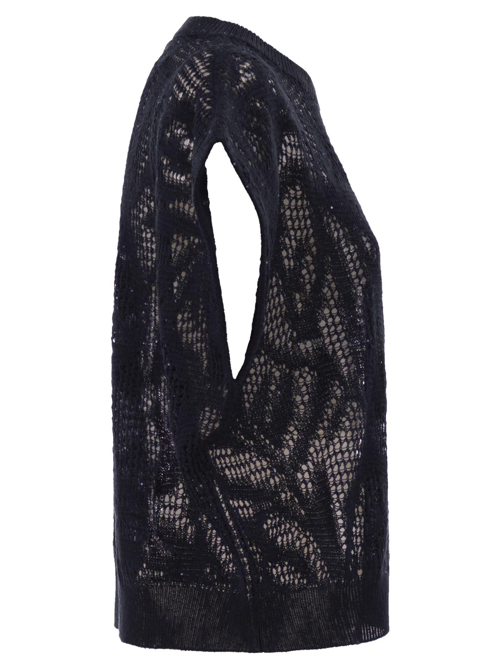 Brunello Cucinelli Women Openwork Knit Top With Sequins BRUNELLO CUCINELLI