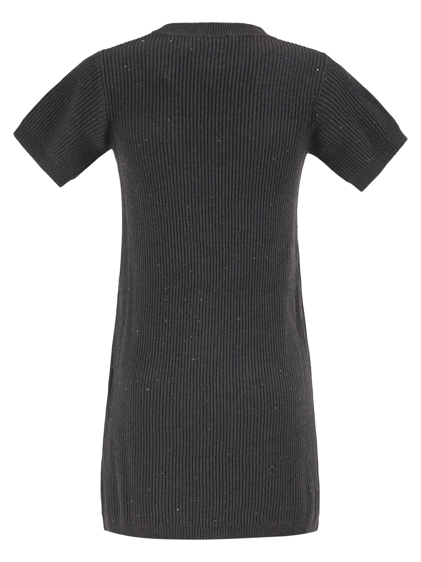 Brunello Cucinelli Women Ribbed Knit Dress With Sequins And Patch Pockets BRUNELLO CUCINELLI