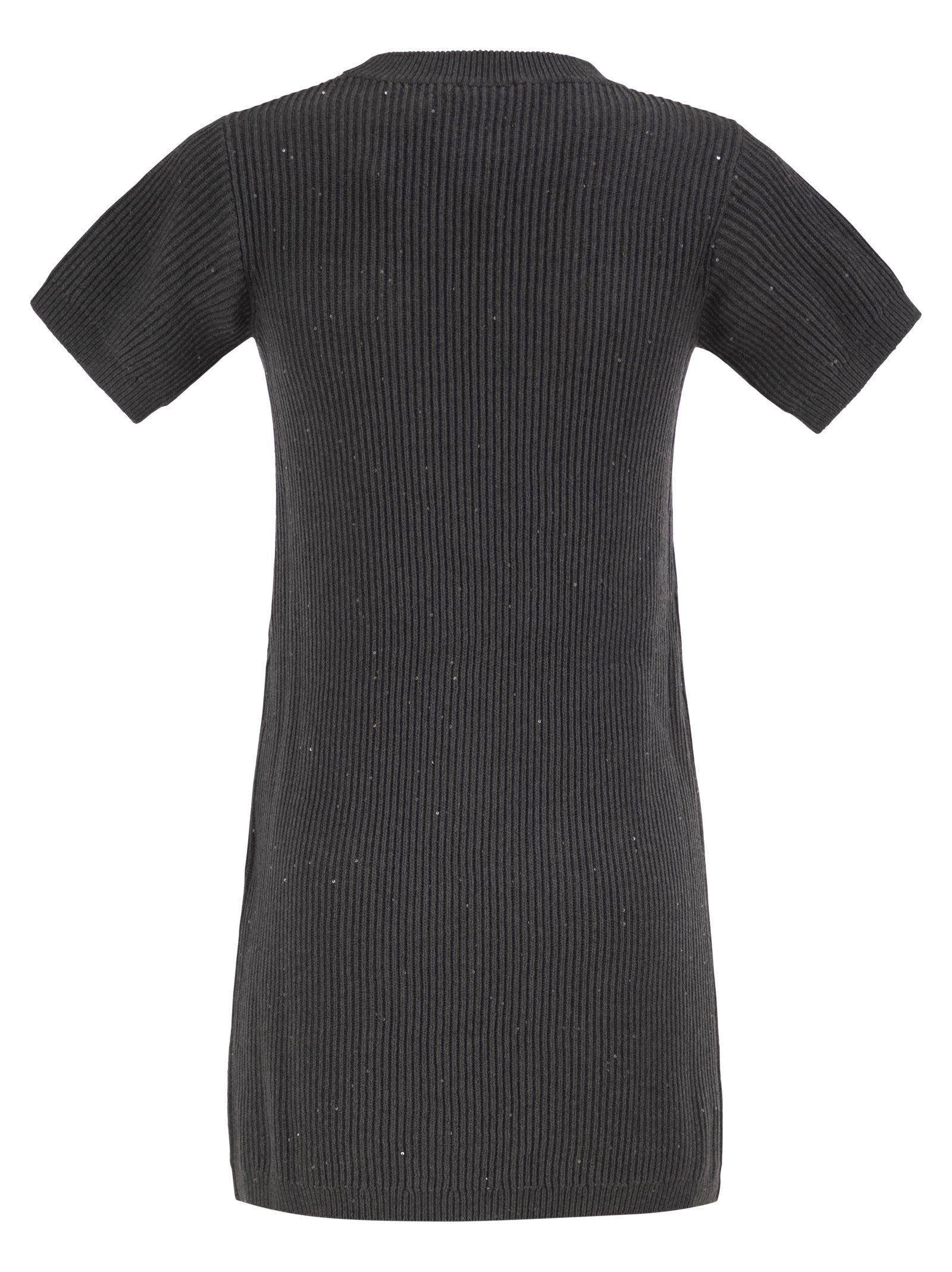 Brunello Cucinelli Women Ribbed Knit Dress With Sequins And Patch Pockets BRUNELLO CUCINELLI