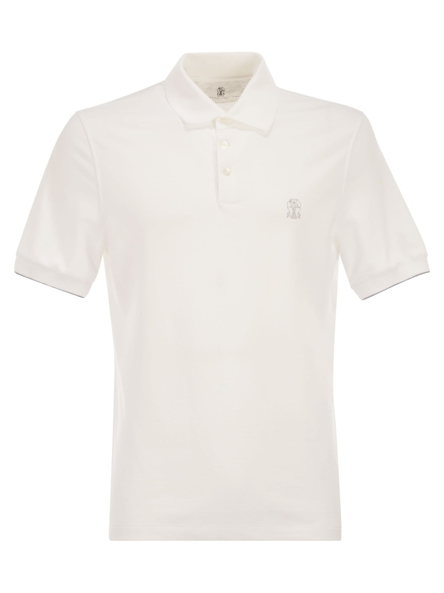 Brunello Cucinelli Men Cotton Polo Shirt With Printed Logo BRUNELLO CUCINELLI